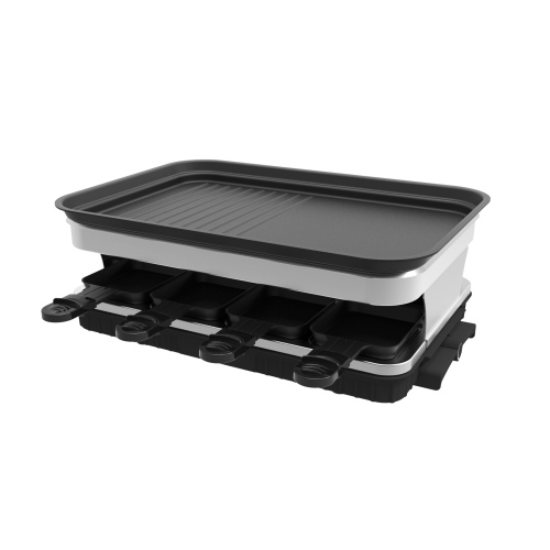 Raclette Grill  – 1500W Non-Stick Party Grill with Adjustable Temperature & 8 Mini Pans