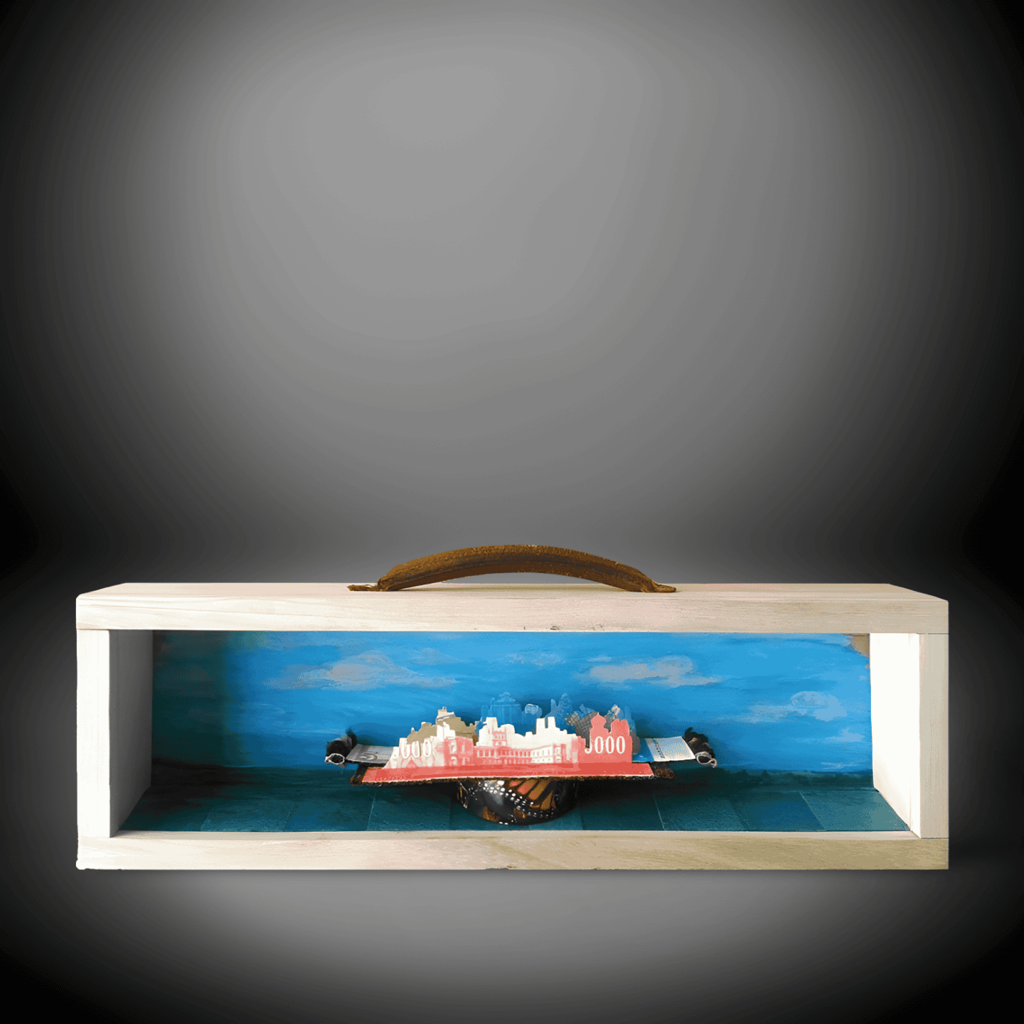 Wooden Shadow Box with Skyline Art