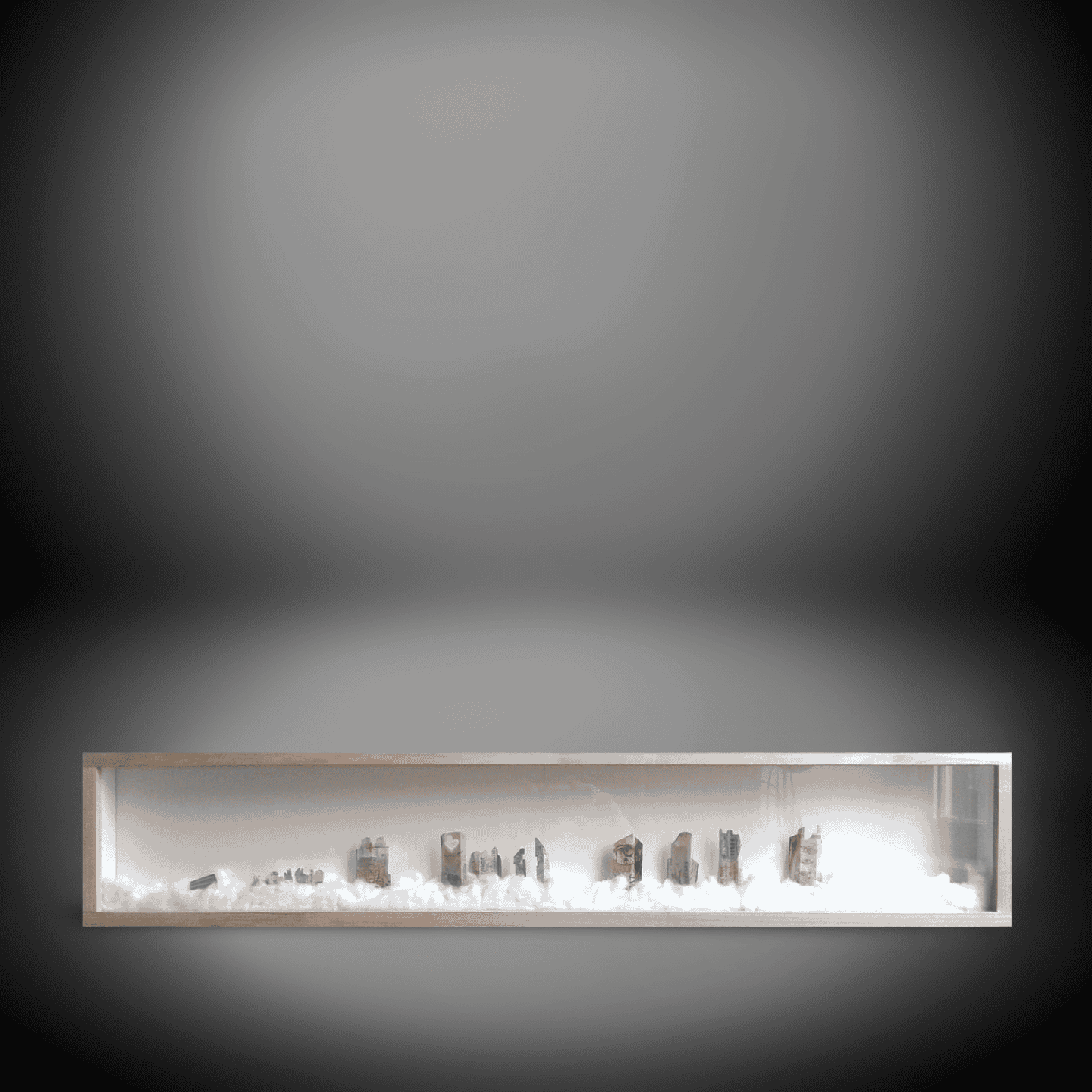 Modern Cityscape Sculpture in Glass Case