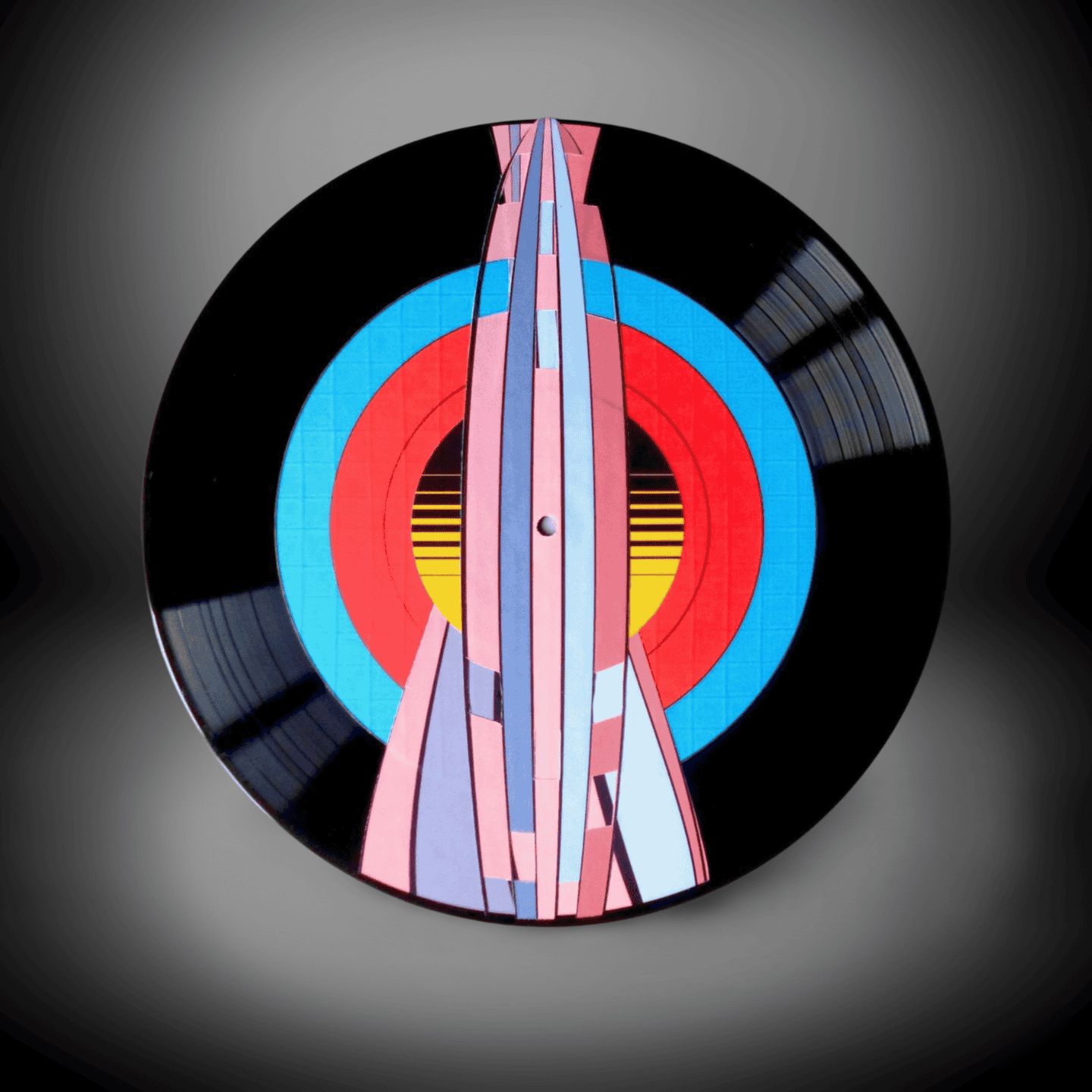 Hand-painted vinyl record wall art