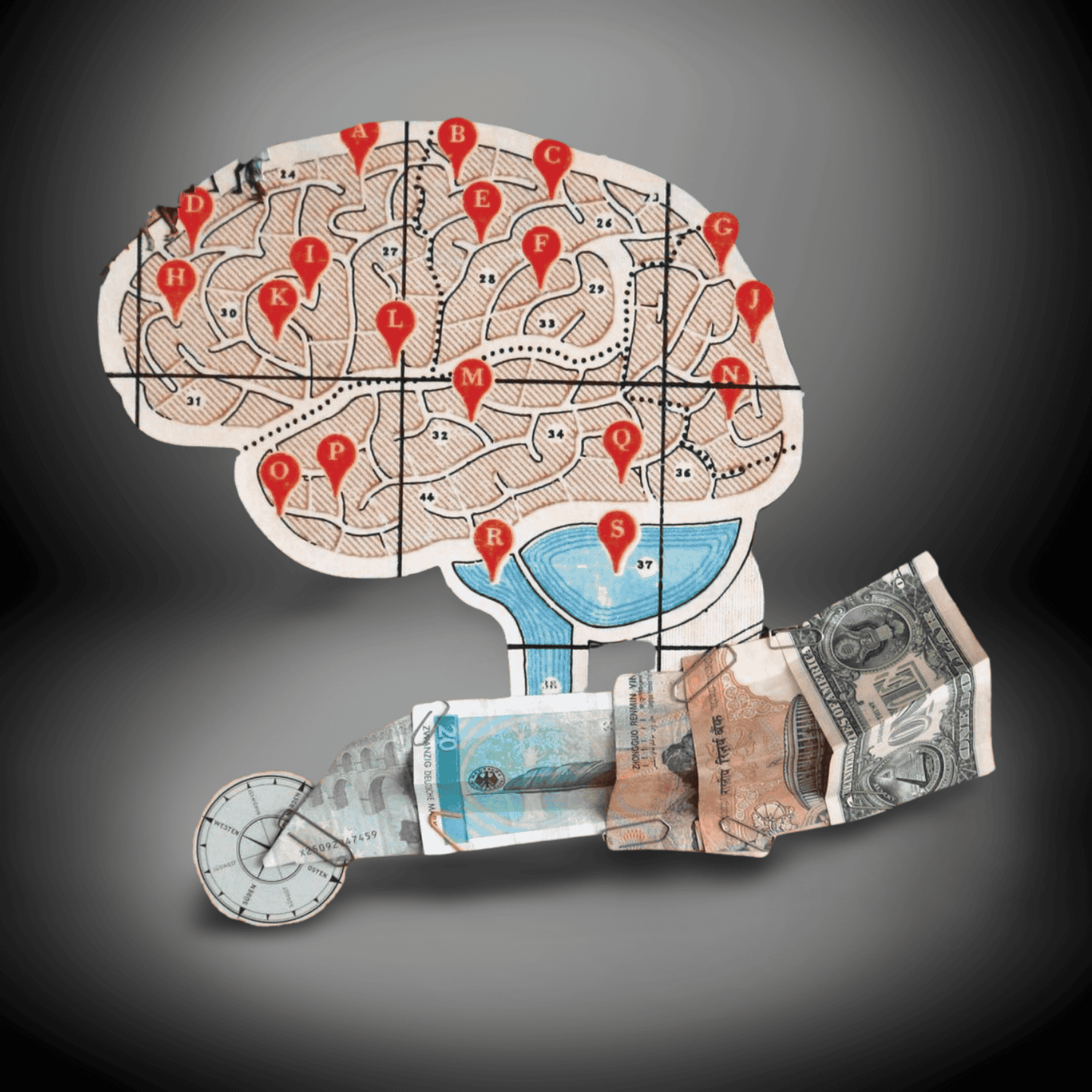 Brain Map Collage Sculpture