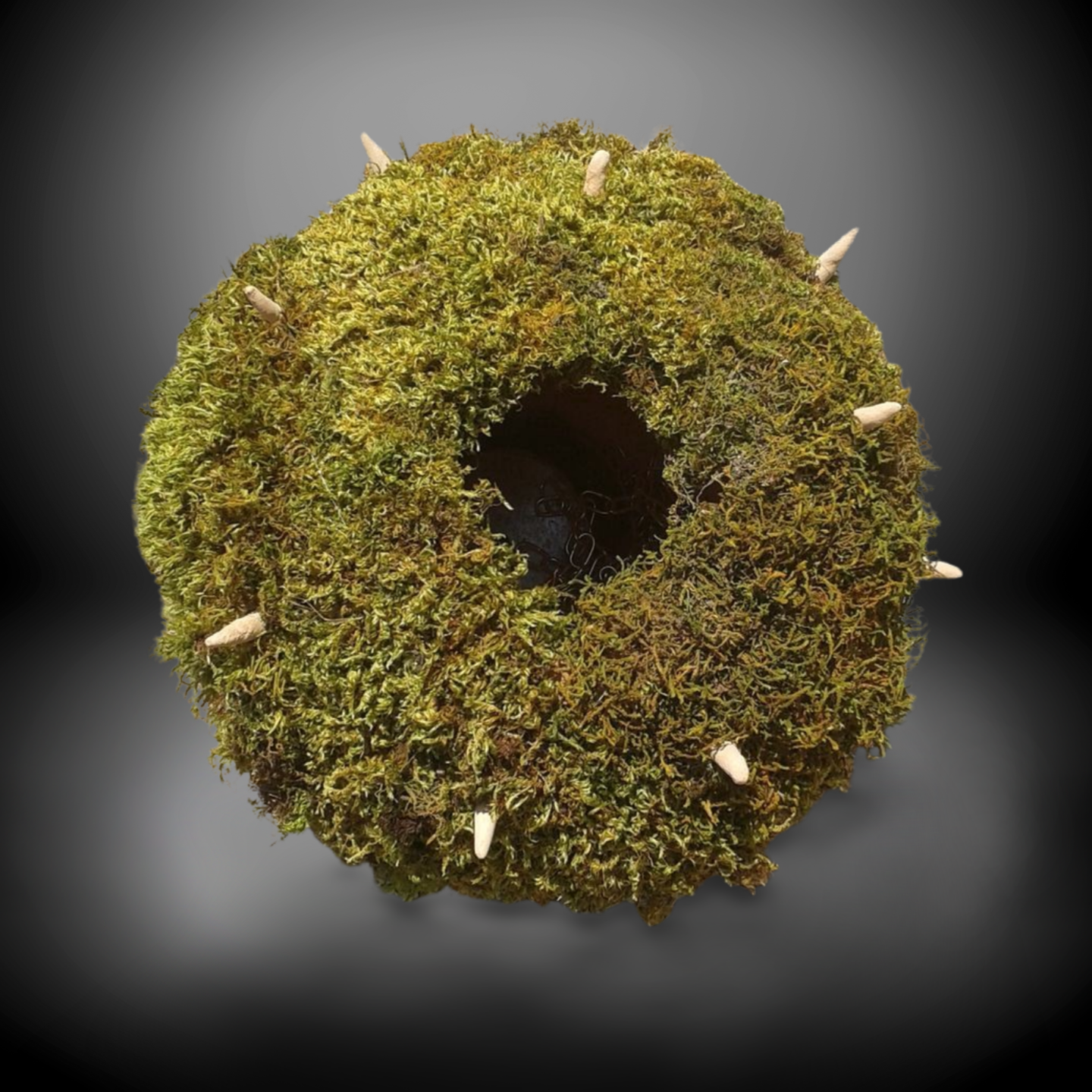 Moss-Covered Decorative Sphere