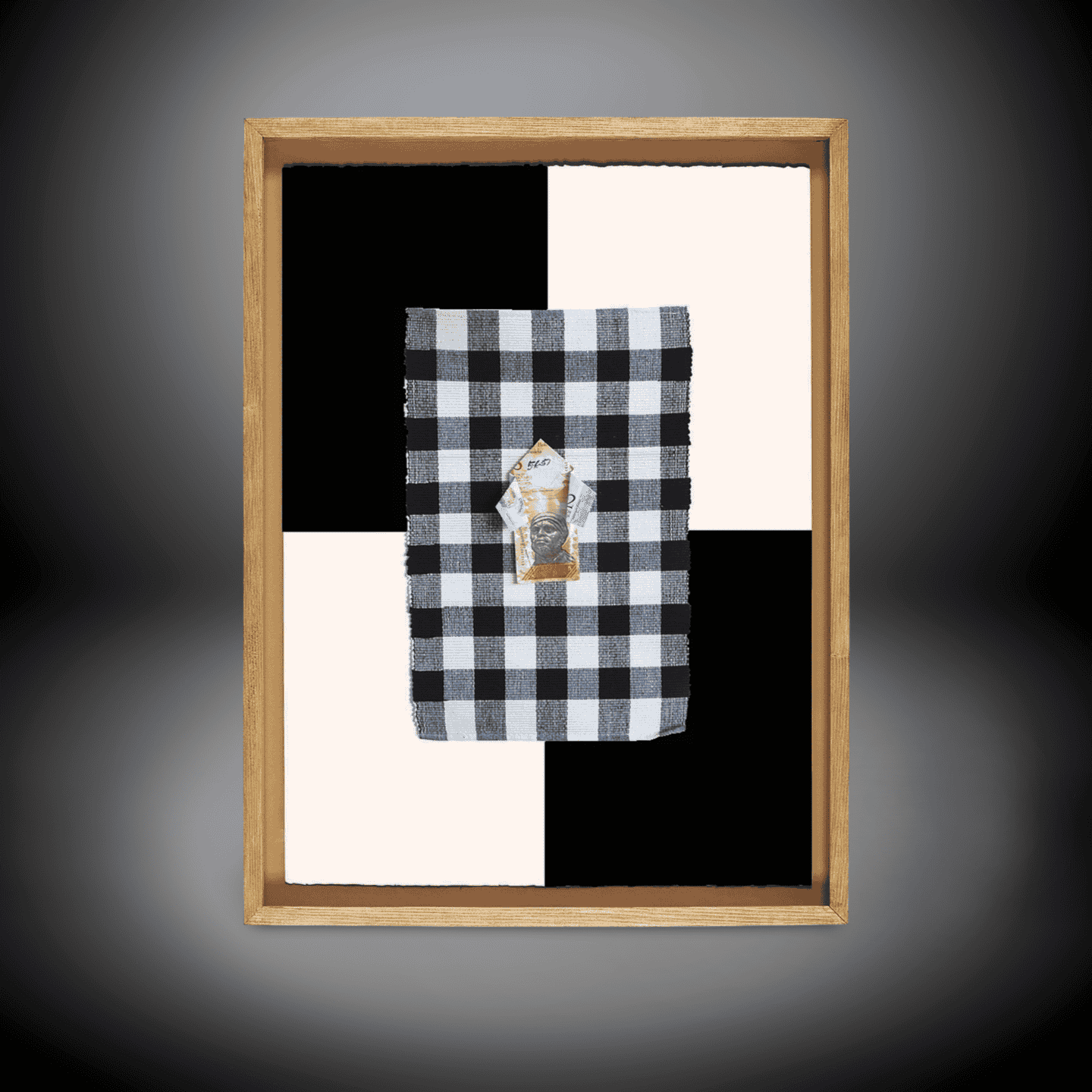 Framed Gingham Fabric Pin Display
