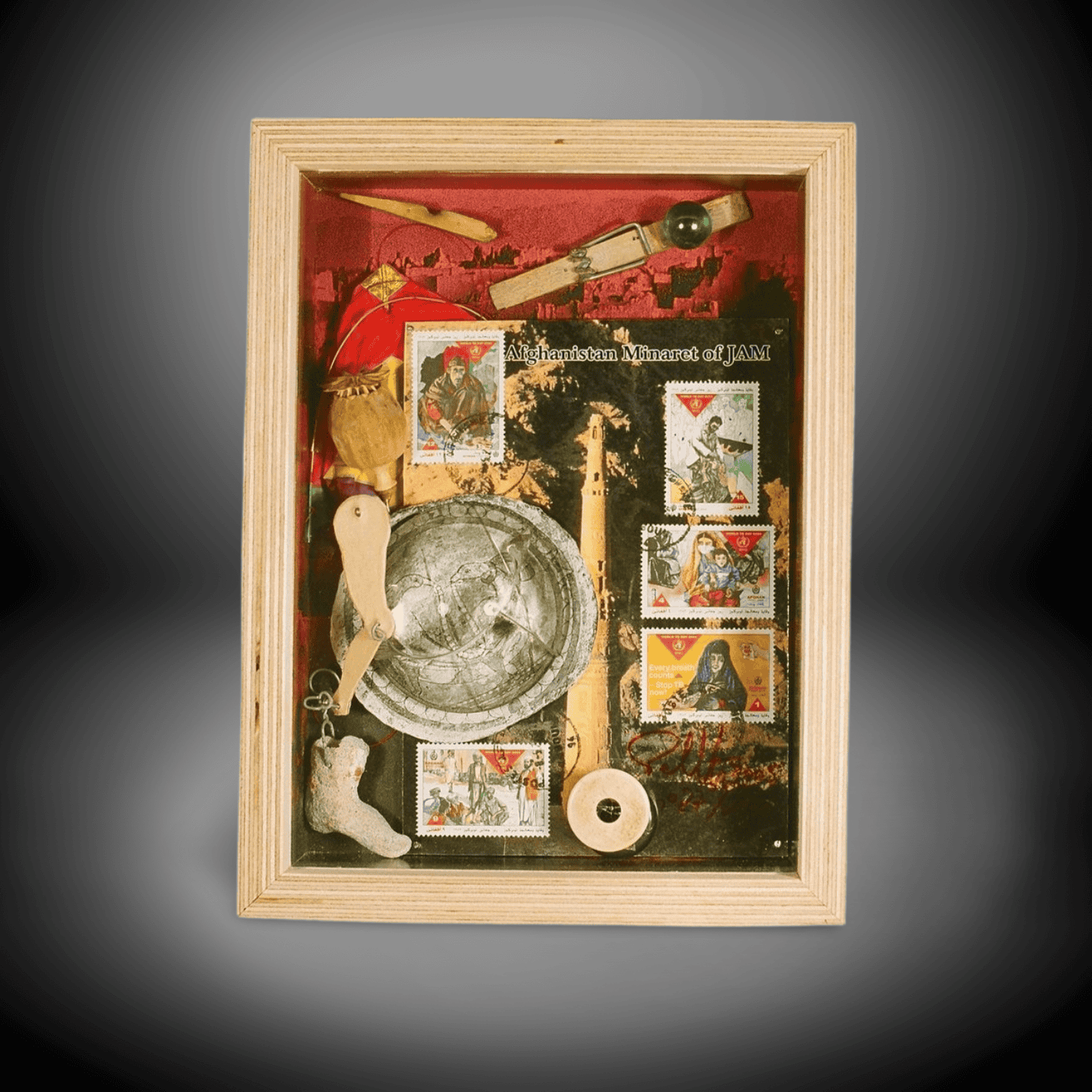Vintage Stamp Collectible Shadow Box