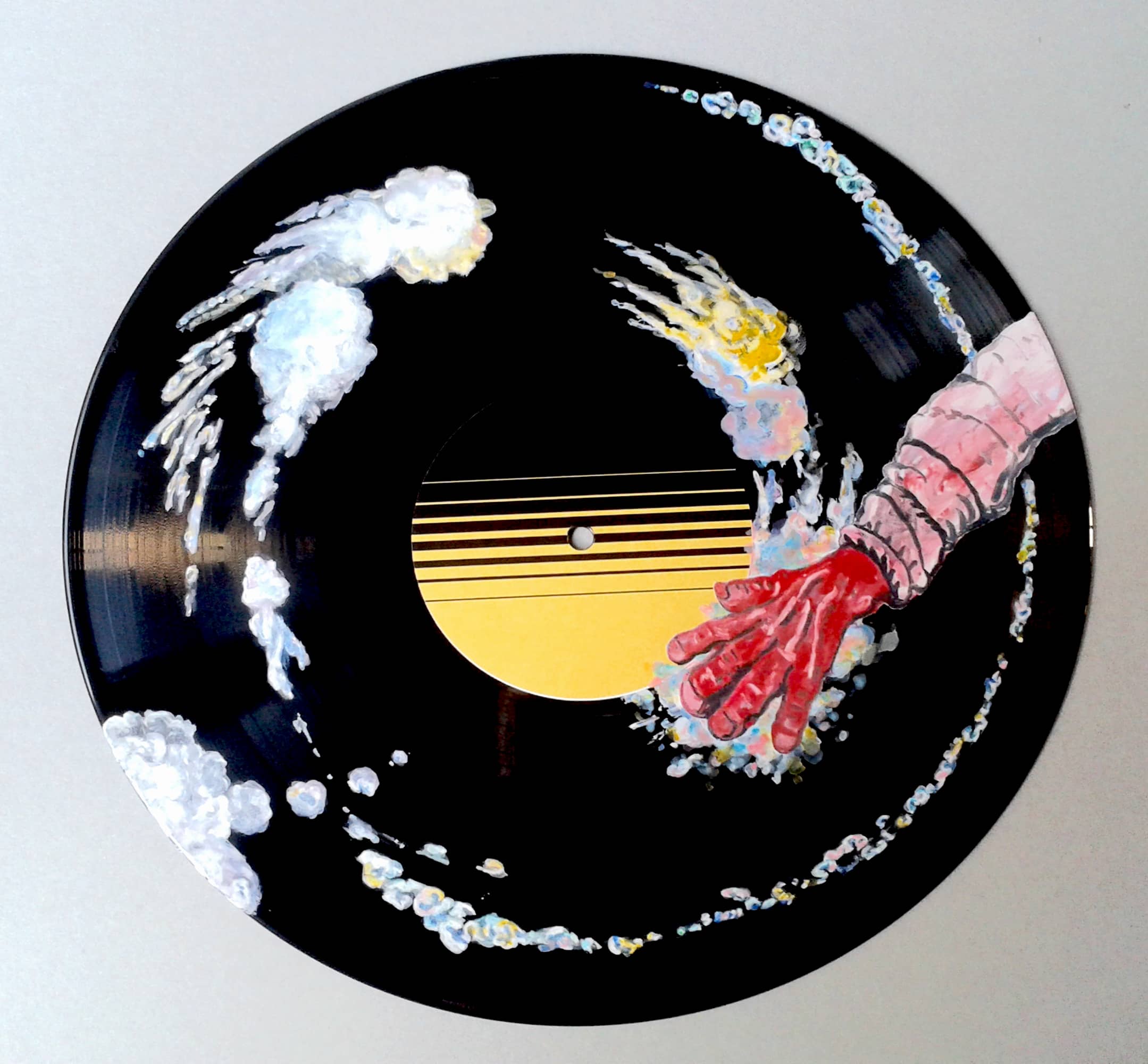 Collage sur disque vinyle : Covinyle no.2B Dj Phill Guston