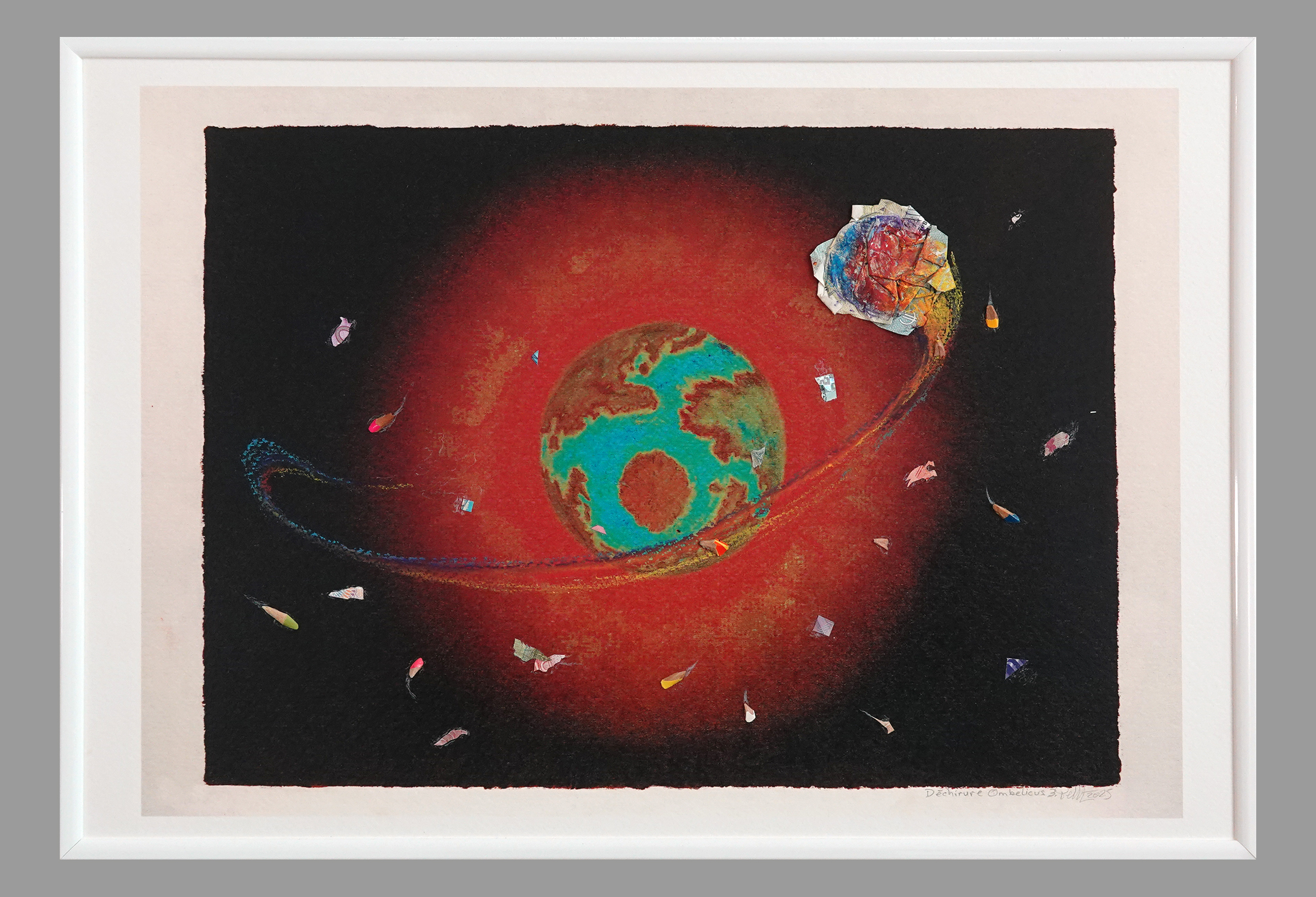 Dessin-collage SpaceMaker – Déchirure Ombilicus n°3 avec €