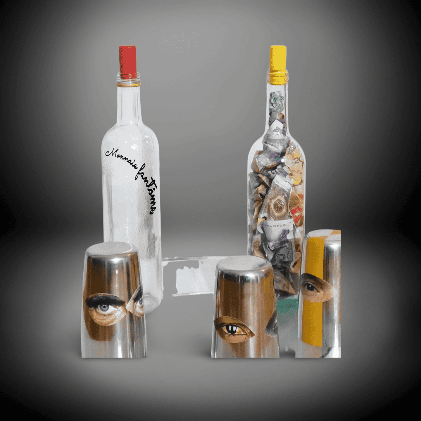 Modern Bottle and Glass Set with Decorative Tray