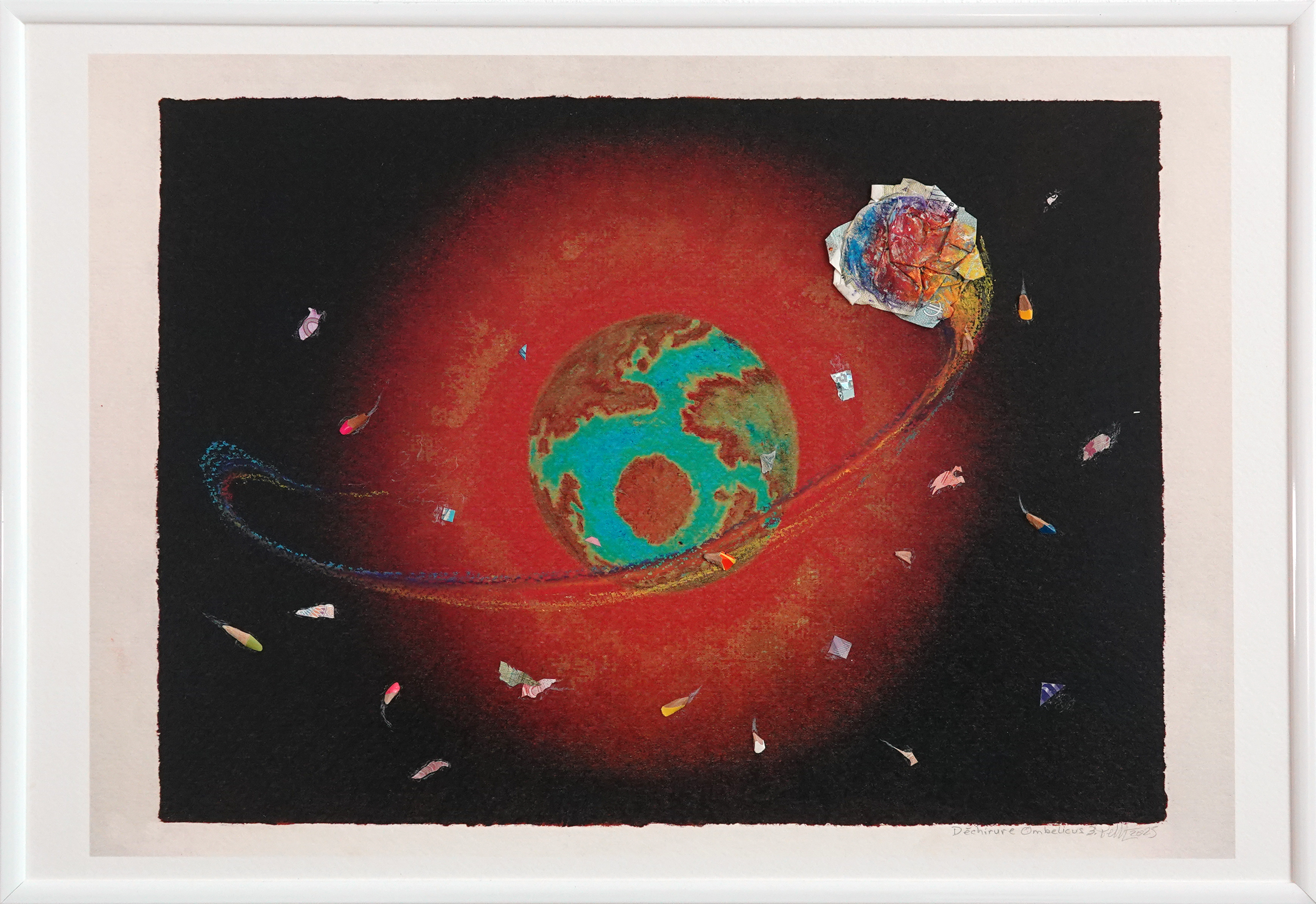 Dessin-collage SpaceMaker – Déchirure Ombilicus n°3 avec €