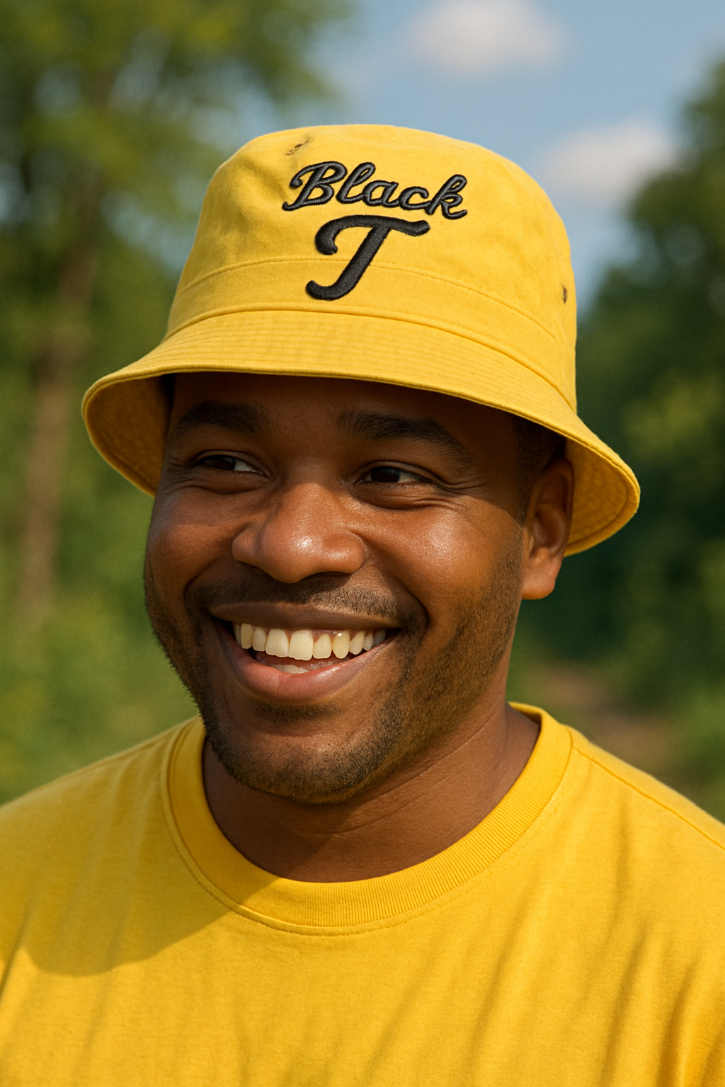 Yellow Embroidered Bucket Hat