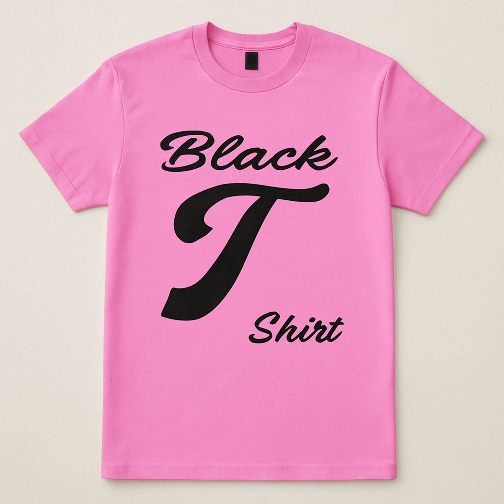 Pink T-shirt with Black Lettering