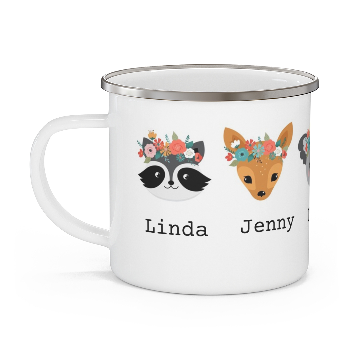 Personalized Enamel Mug with you and up to 5 friends 