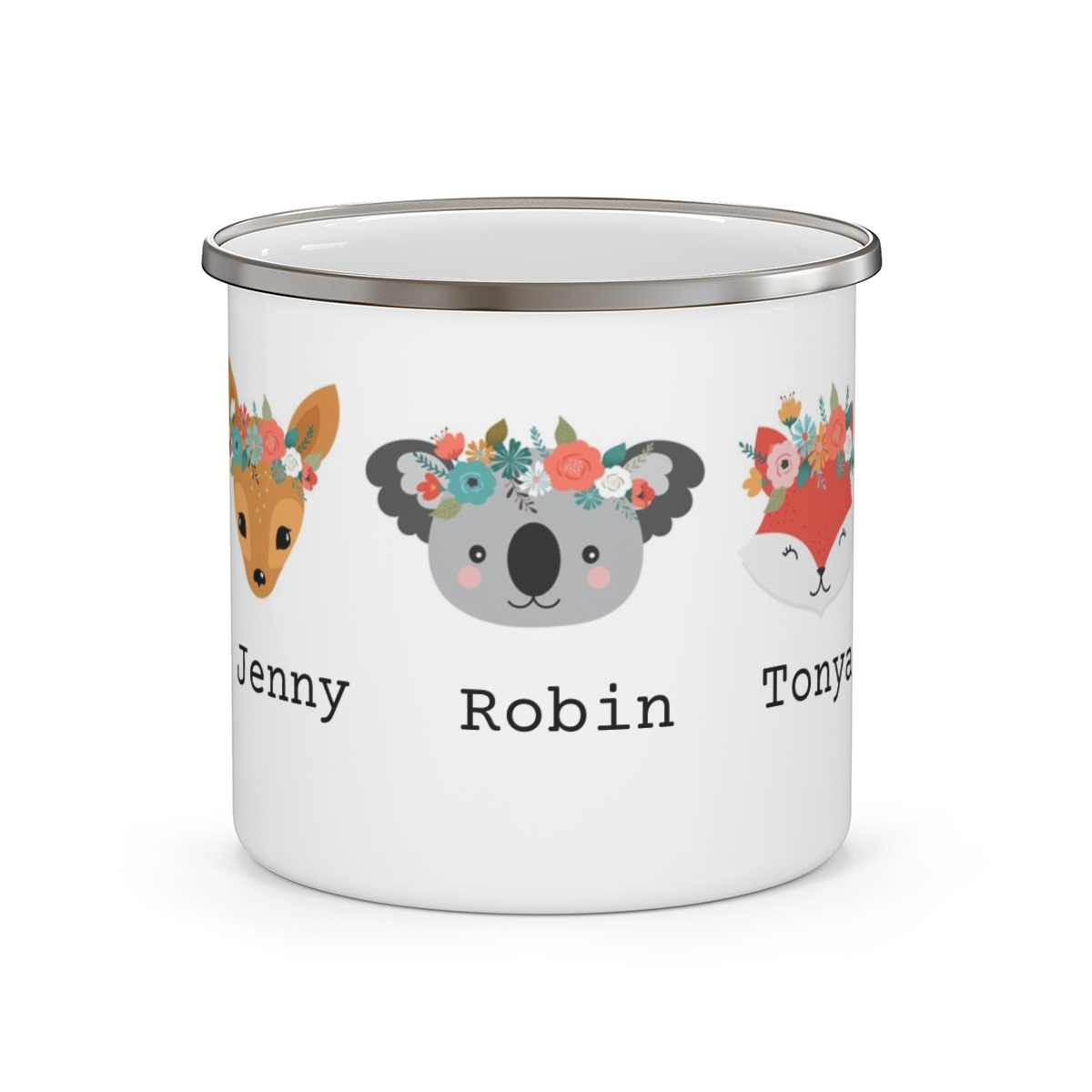Personalized Enamel Mug with you and up to 5 friends 