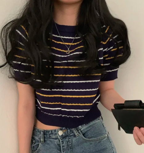 Striped Knit Crop Top