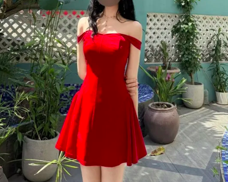 Off Shoulder Red Dress