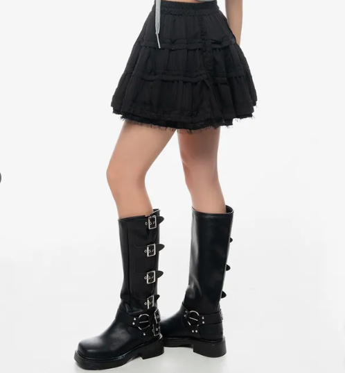 Black Ruffled Mini Skirt