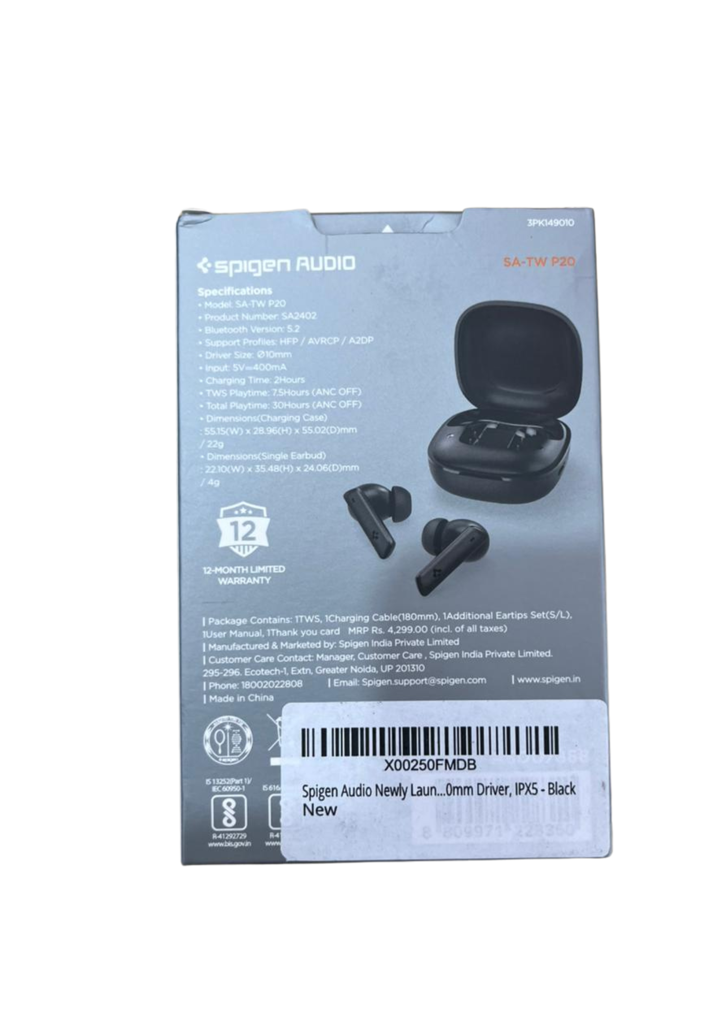 Spigen Audio P100 True Wireless Earbuds (Black)