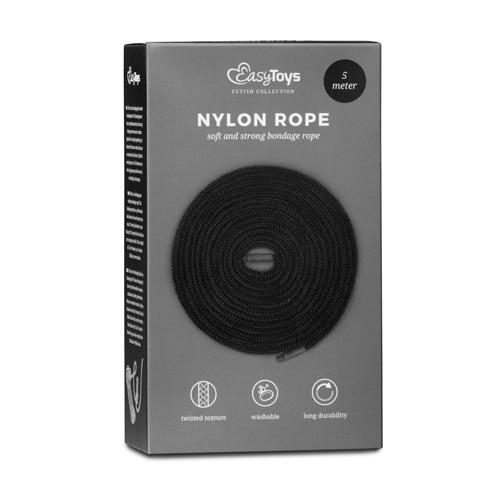 schwarzes Bondageseil aus Nylon, 5 M