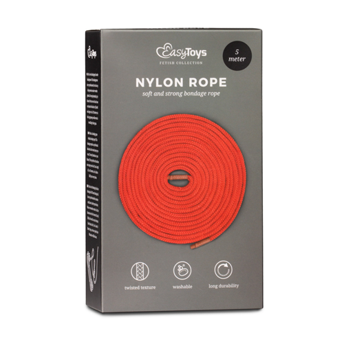 rotes  Bondageseil aus Nylon, 5 M