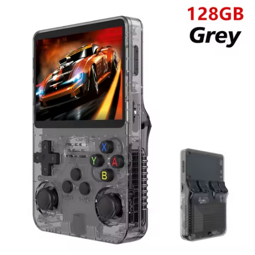 R36S Retro Handheld Game console | Transparent Black ,128GB,3.5",15000 Games
