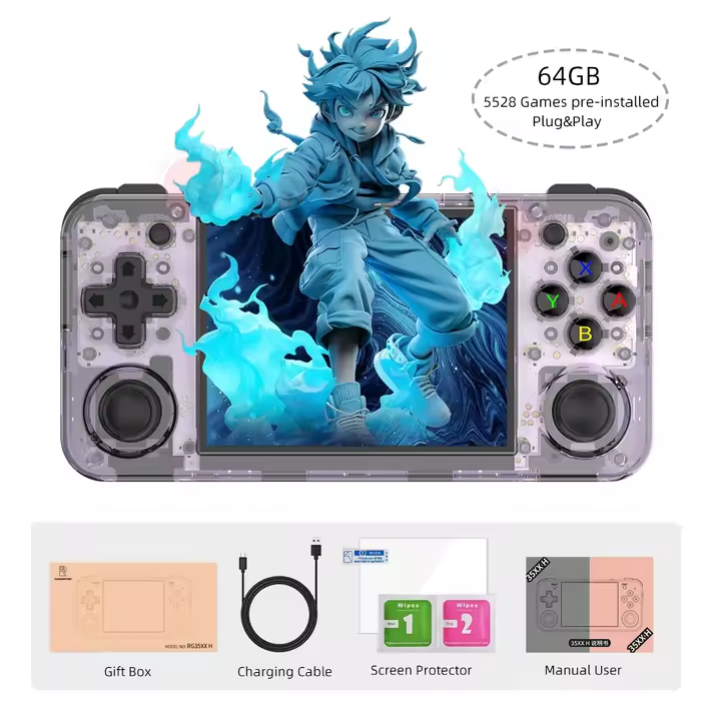 Handheld Retro Gaming Console RG35XX H purple 