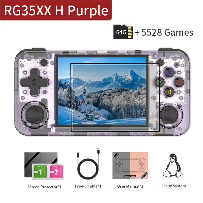 Handheld Retro Gaming Console RG35XX H purple 