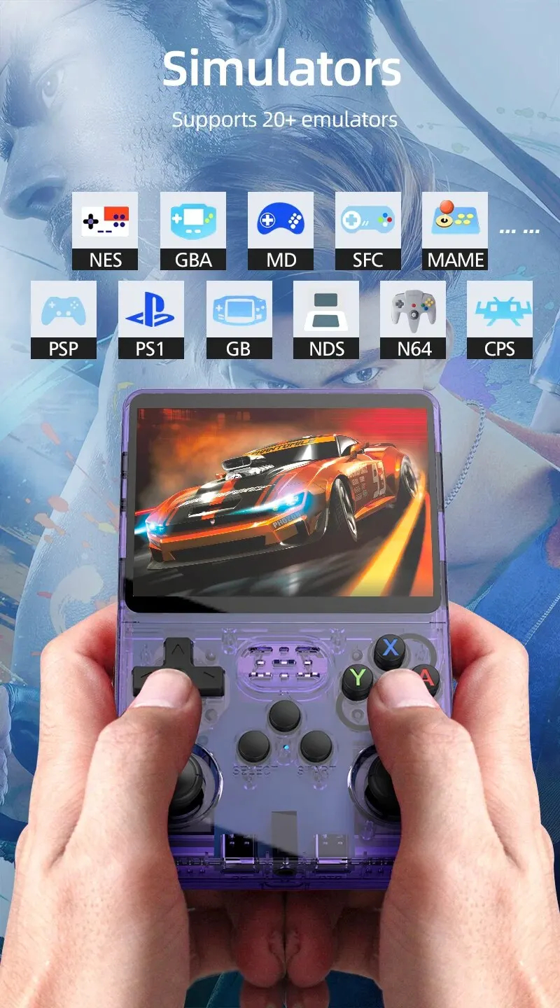 R36S Retro Handheld Game console | Transparent Black ,128GB,3.5",15000 Games
