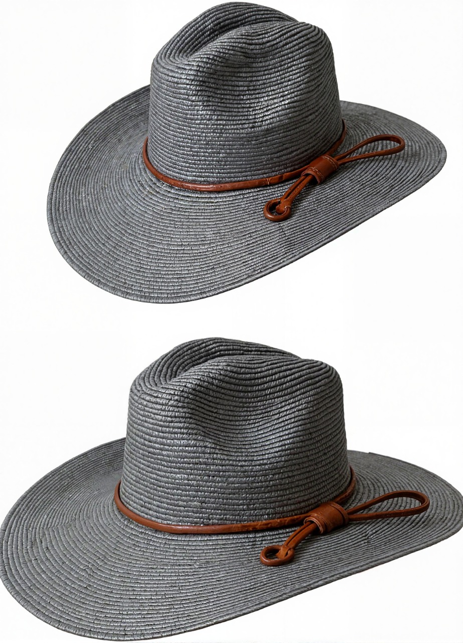 Wide-Brim Woven Fedora – Ash Grey