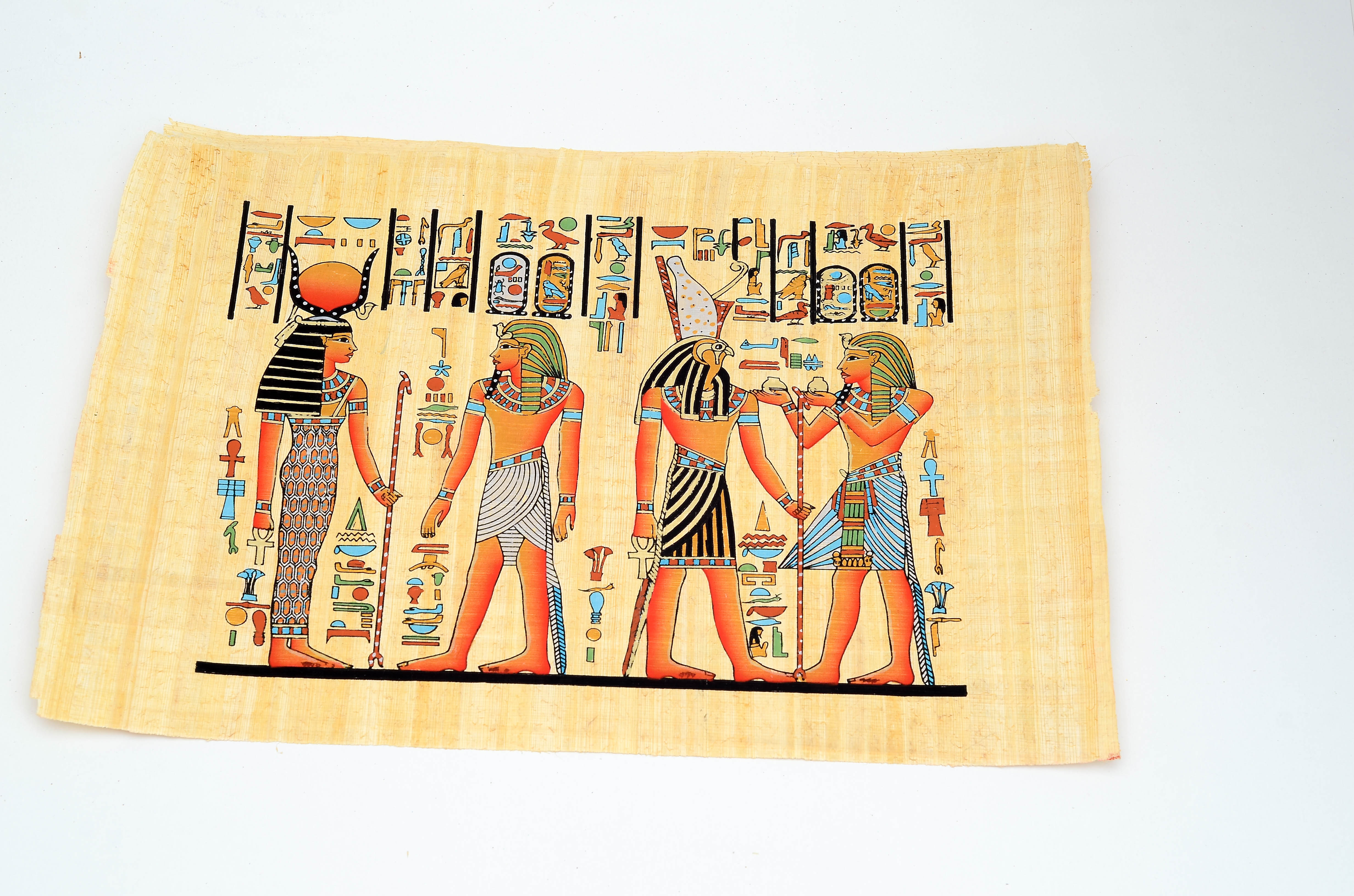P01-Original Hand Painted Papyrus Paper Ancient Egyptian Collection of 20 sheets (7"X12" in.)-(20X30 cm.)