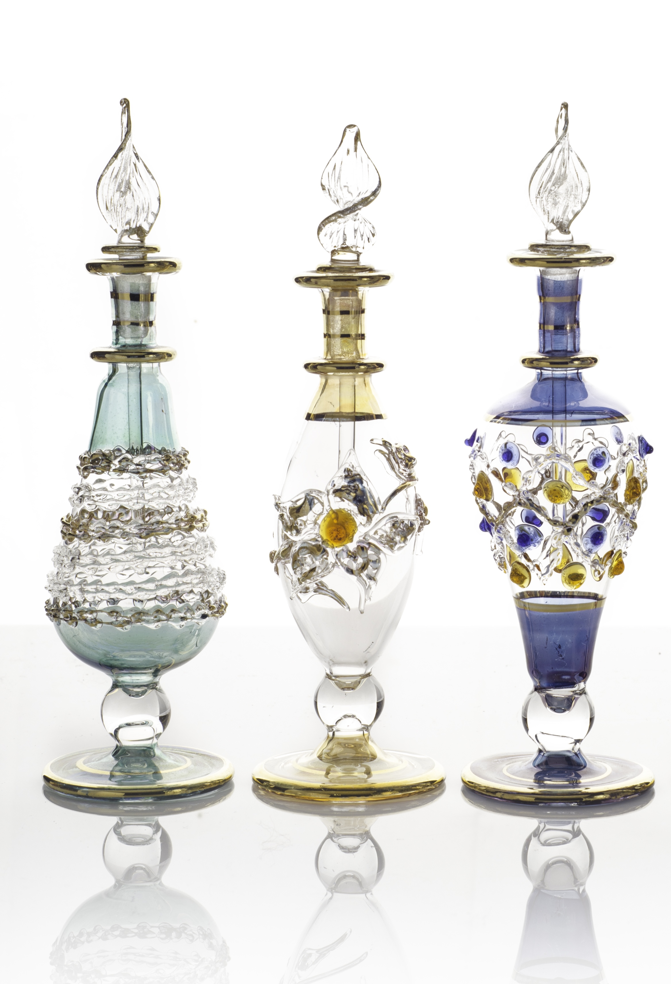 B10 – Eternal Lotus Harmony Set (3 Pack)| Handmade Glass Perfume Bottles