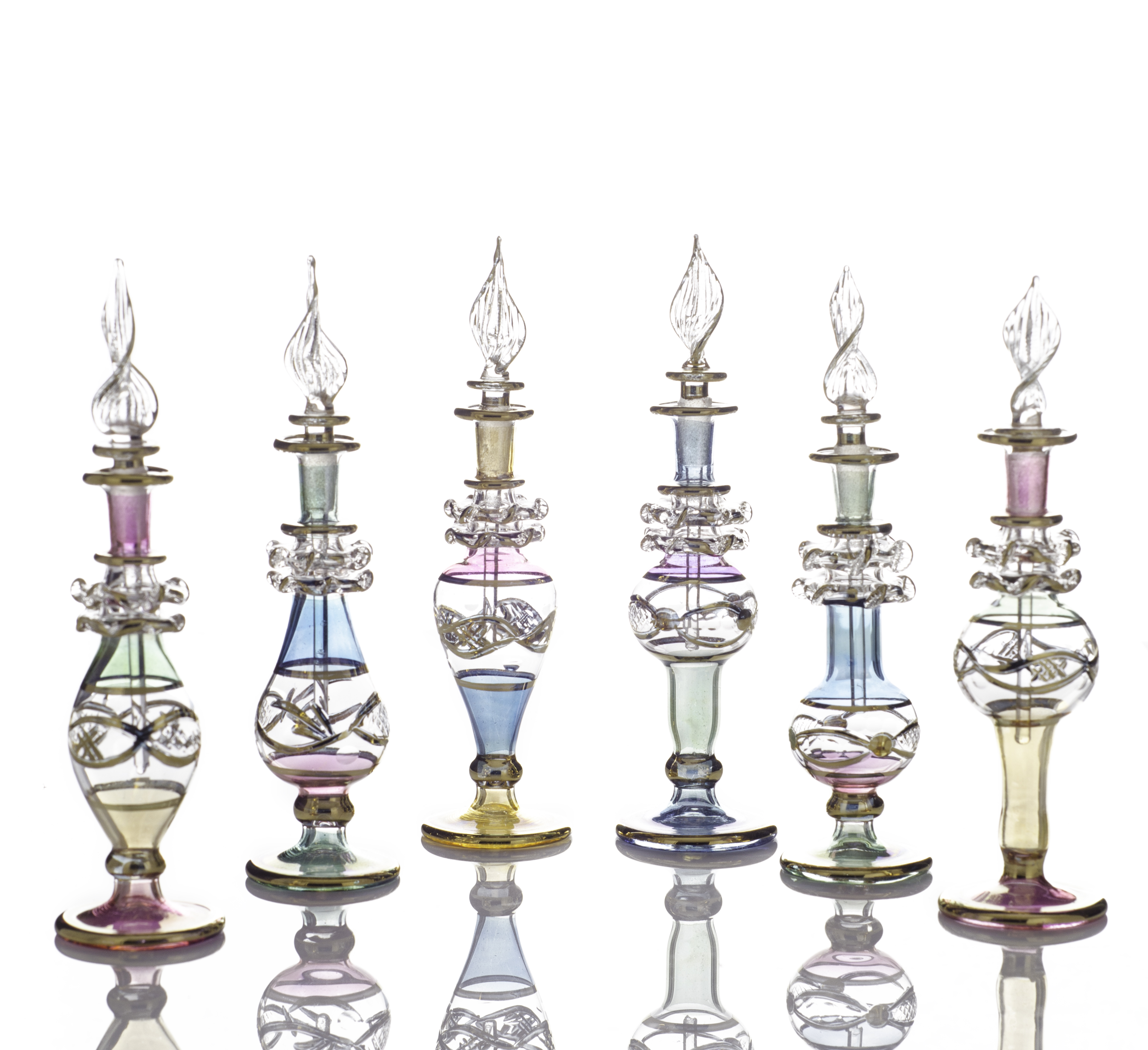 B12 – Swirls of Elegance Set (6 pack) | Handmade Glass Perfume Bottles