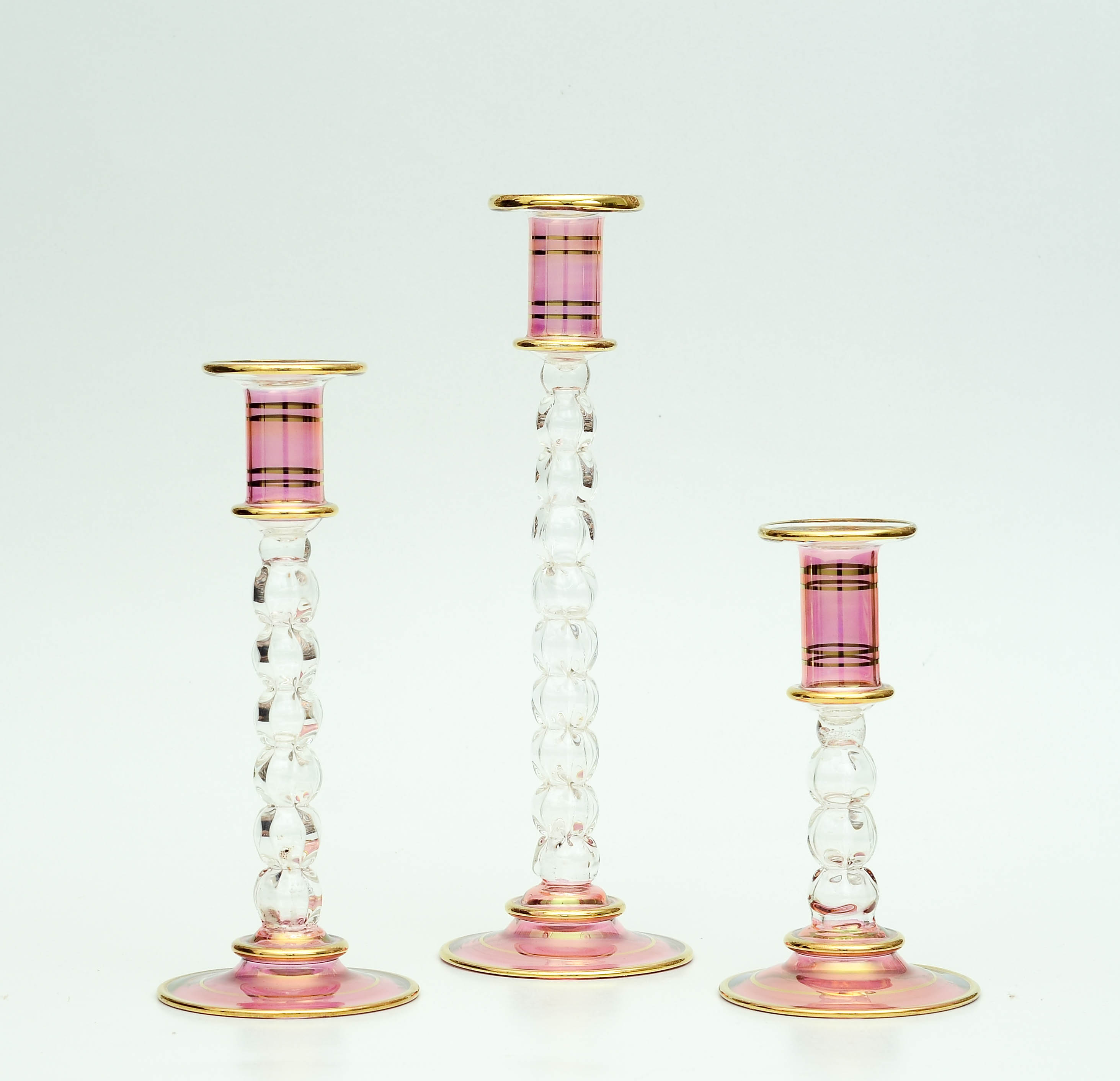 D04 - Handmade Glass Candle Holder Set
