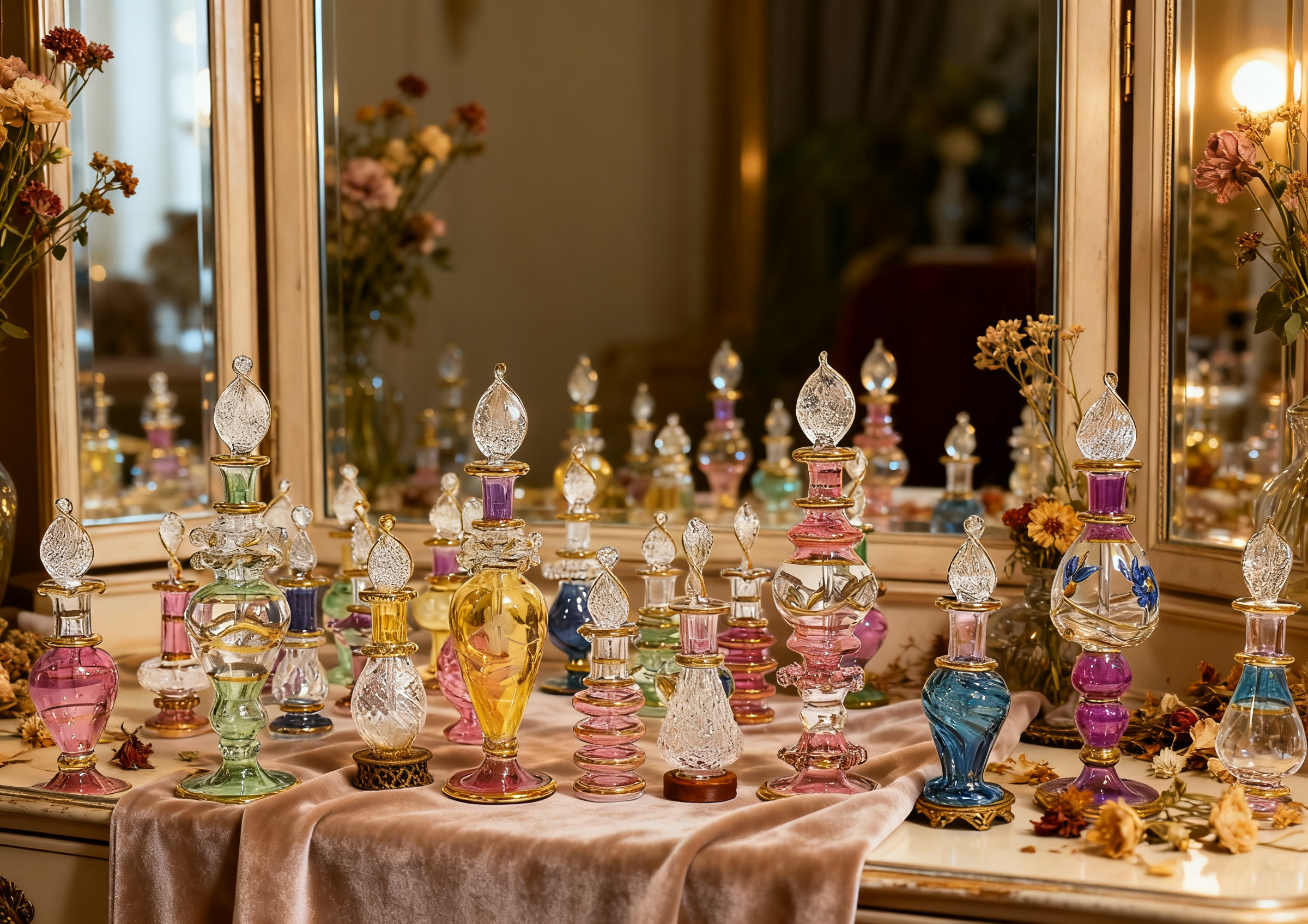 B14 - The Scented Jewels Collection: Dual-Sized Handmade Glass Perfume Bottles - Set of 50