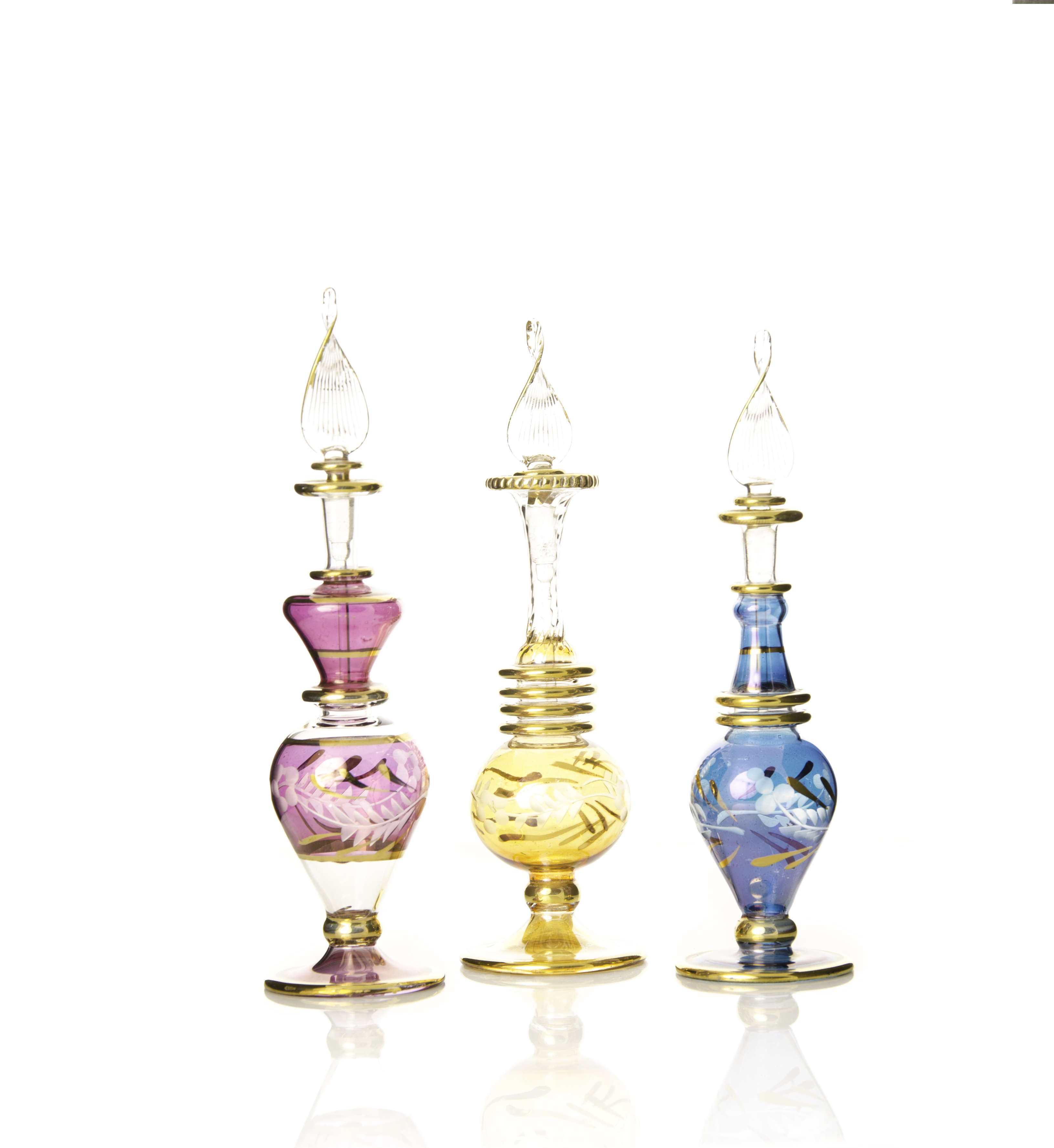 B06 – Floral Cascade Set (3 Pack) | Handmade Glass Perfume Bottles
