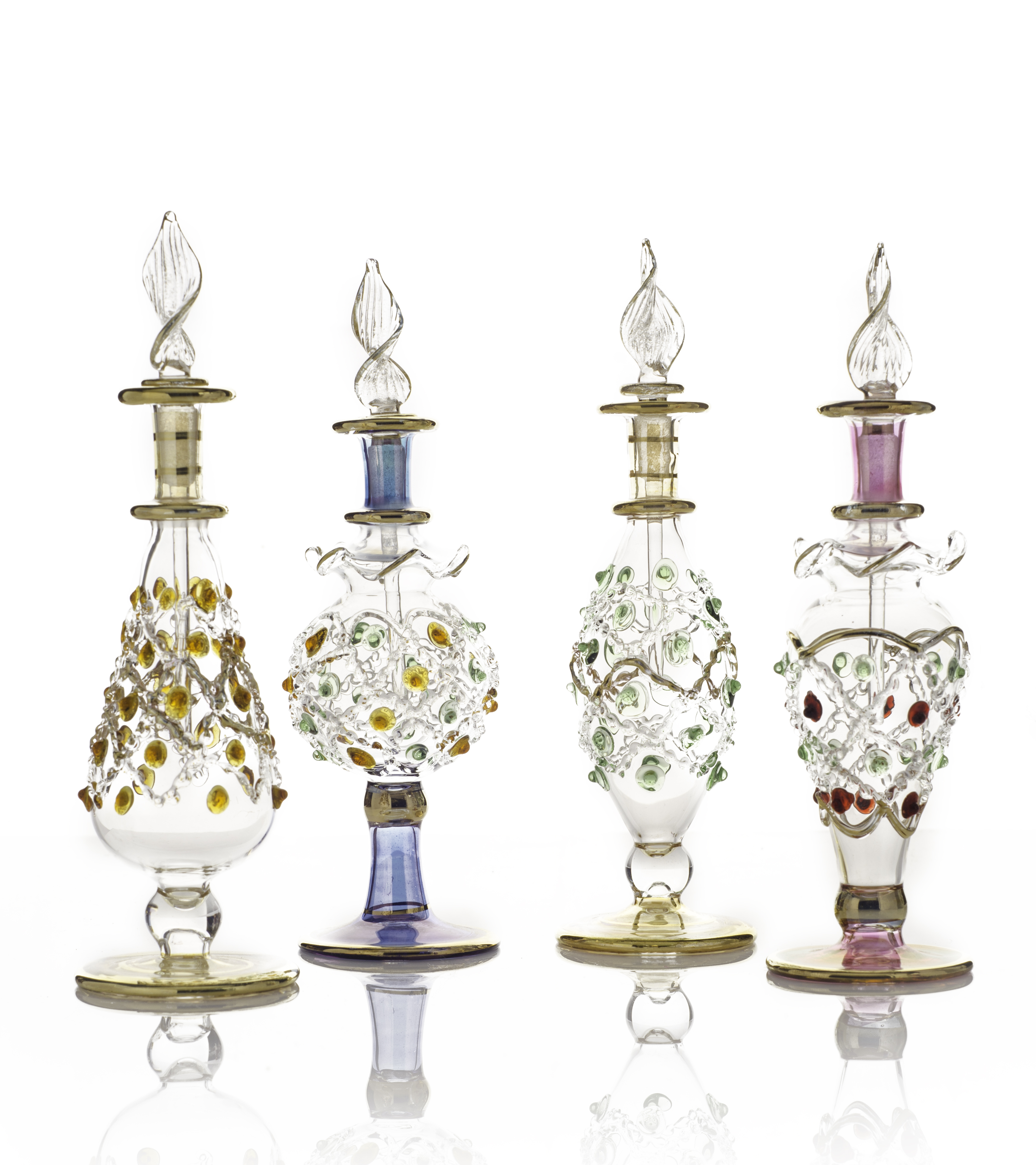B11 – Jeweled Cascade Set (4 Pack)| Handmade Glass Perfume Bottles