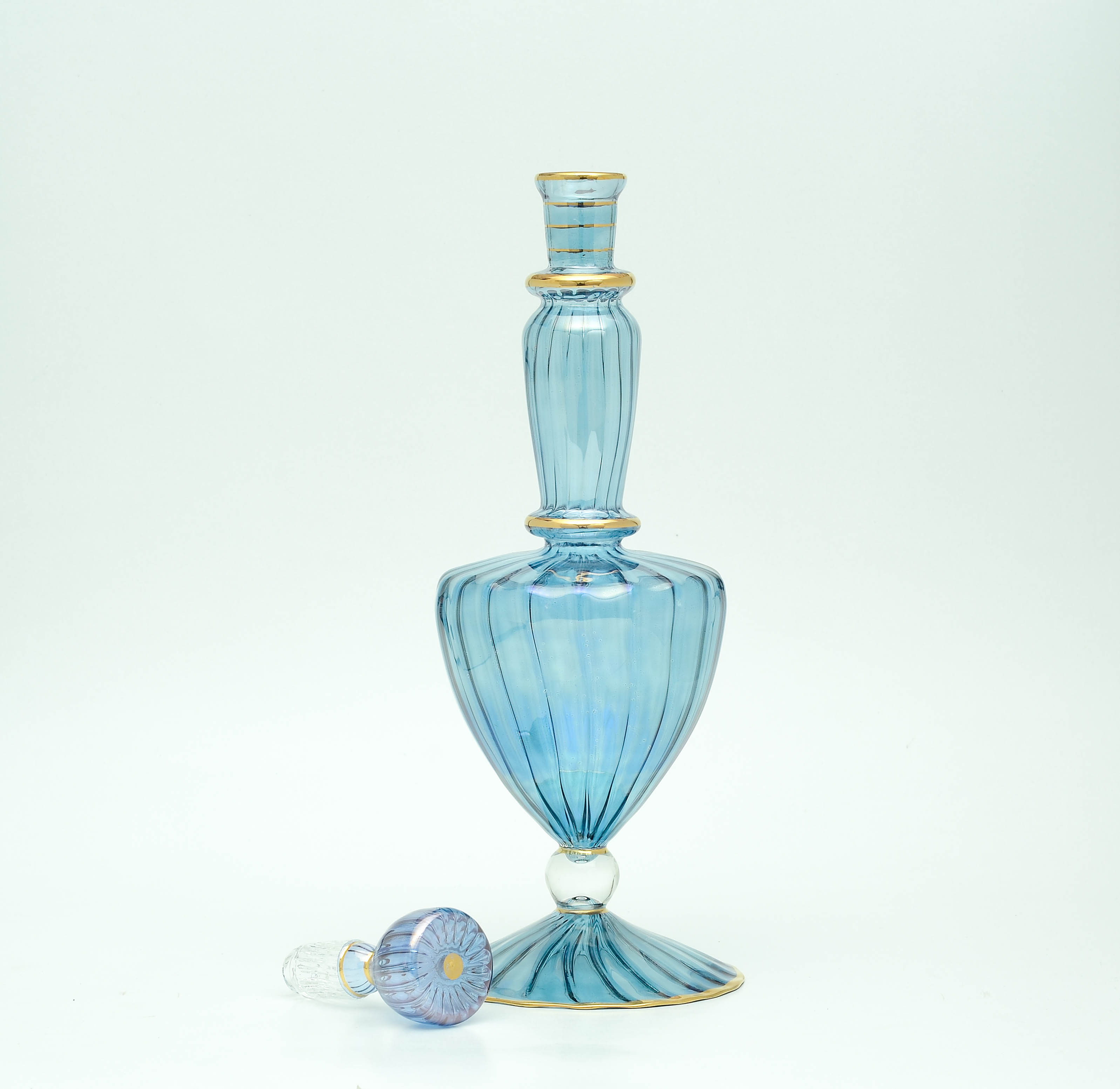D05 - Handmade Blue Glass Decanter & Goblet Set | Decorative Drinkware
