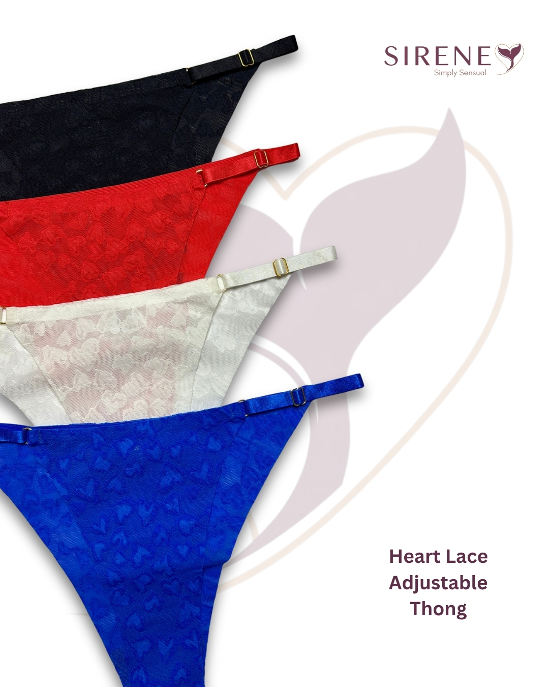 Heart Lace Adjustable Thong