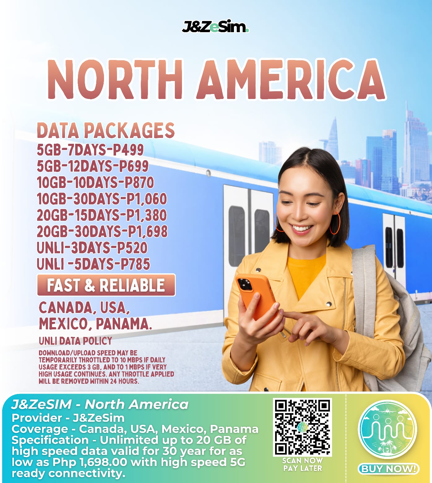 J&ZeSim North America Data SIM Card