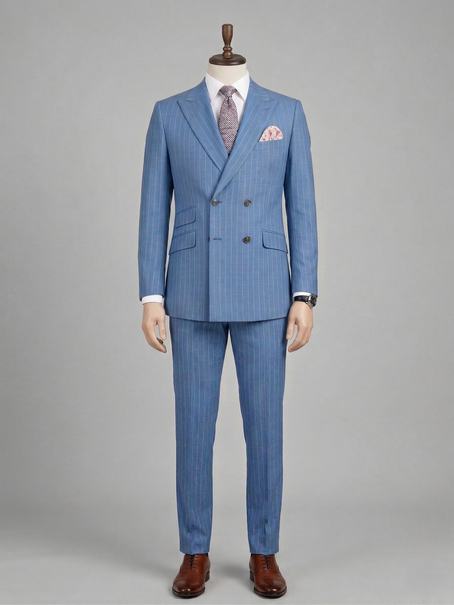 Blue Pinstripe Double-Breasted Suit