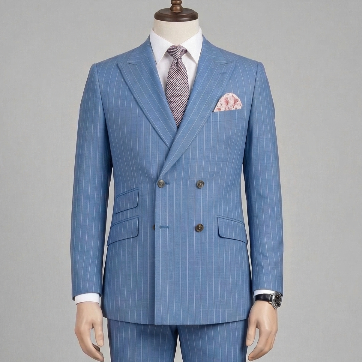 Blue Pinstripe Double-Breasted Suit