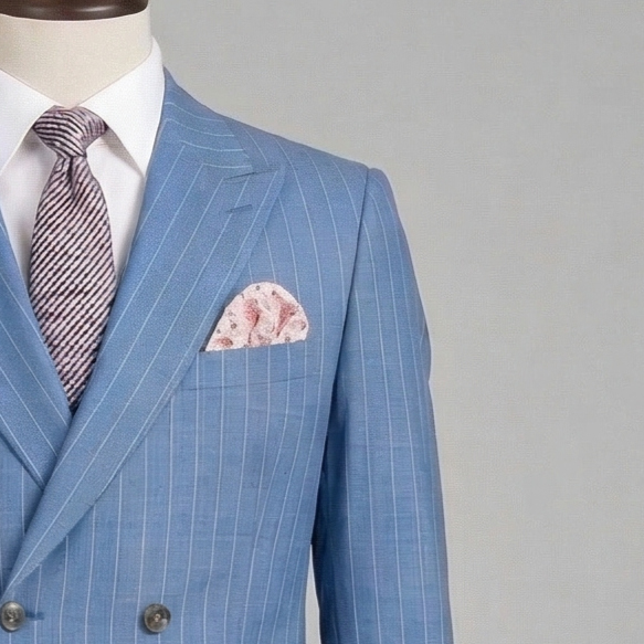 Blue Pinstripe Double-Breasted Suit