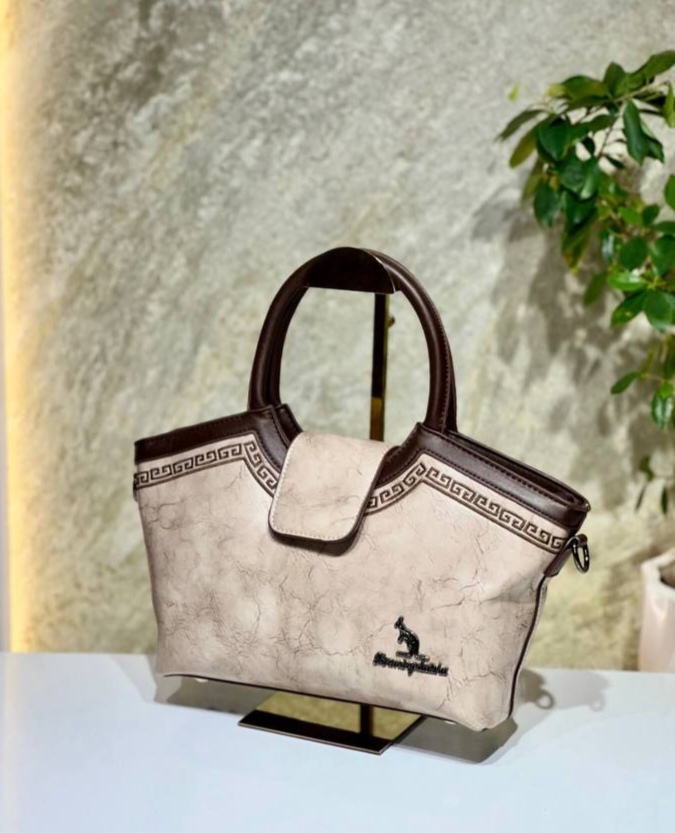Elegant Beige and Brown Handbag