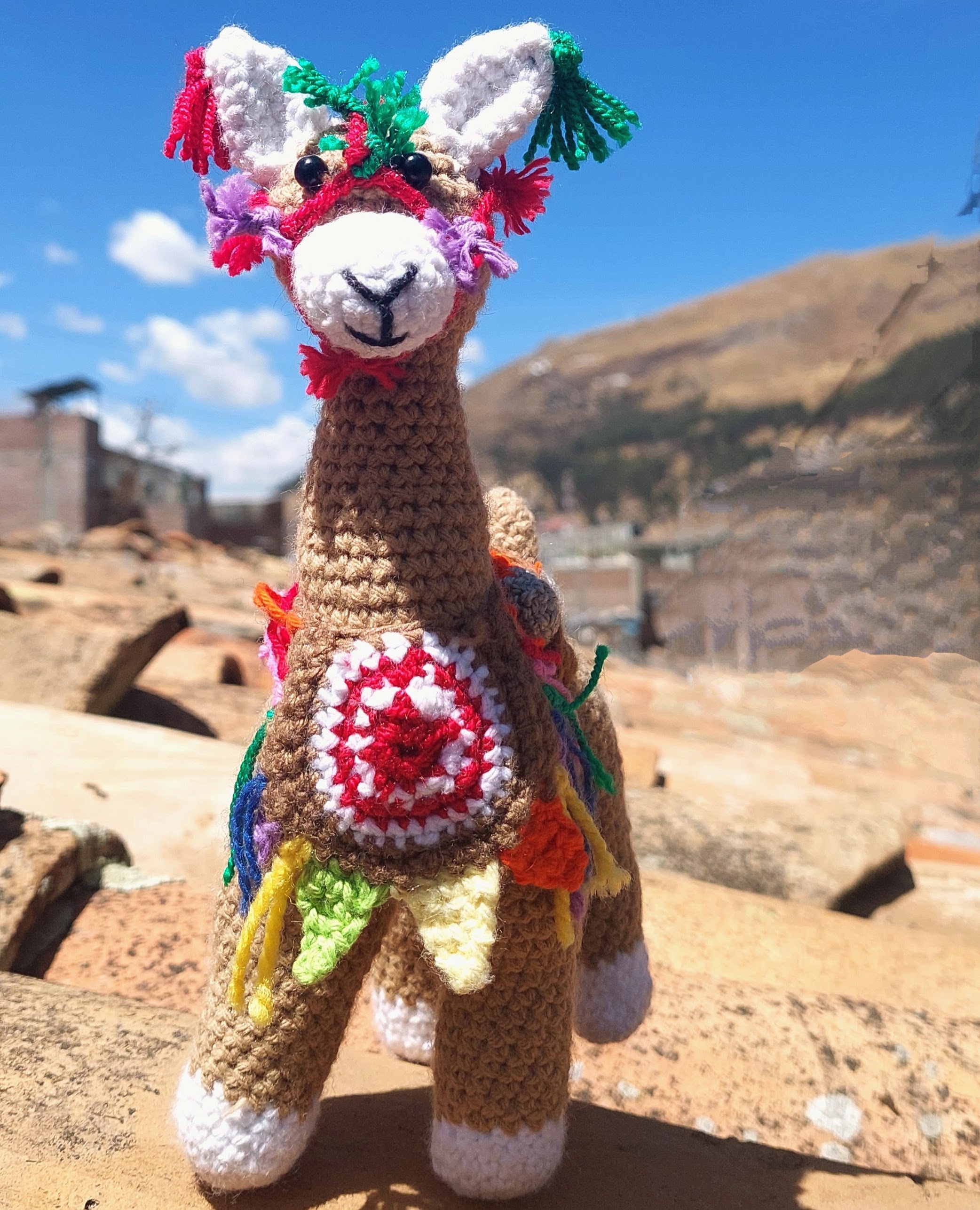 Alpaca de lana tejida a mano