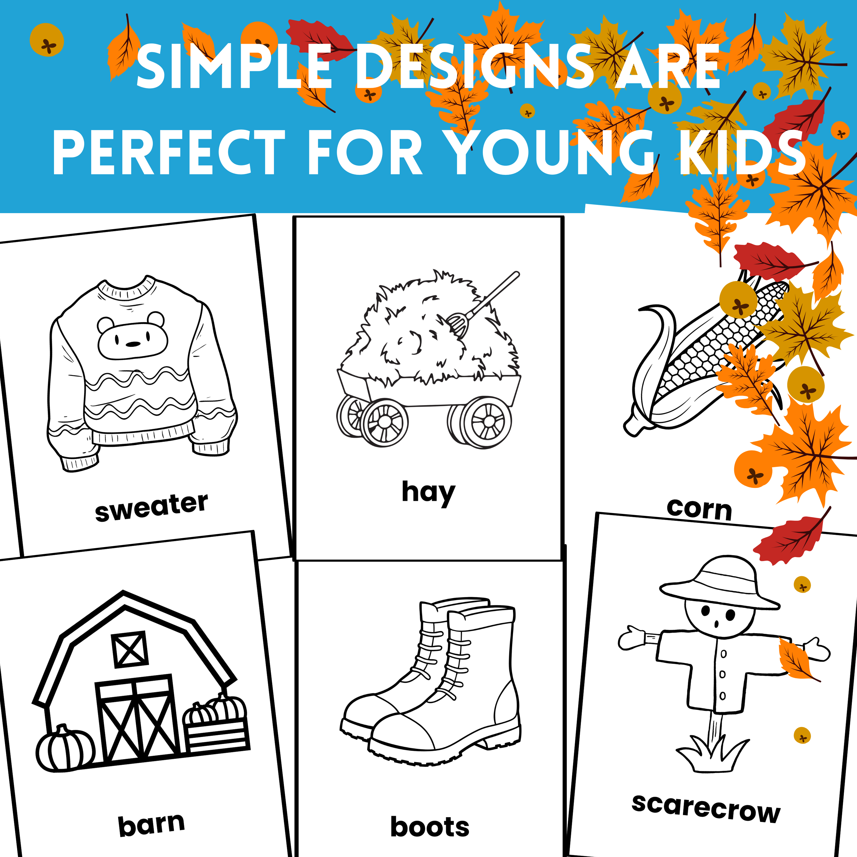 Fall Preschool Coloring Pages – Big and Easy Autumn Activity Sheets for Little Learners