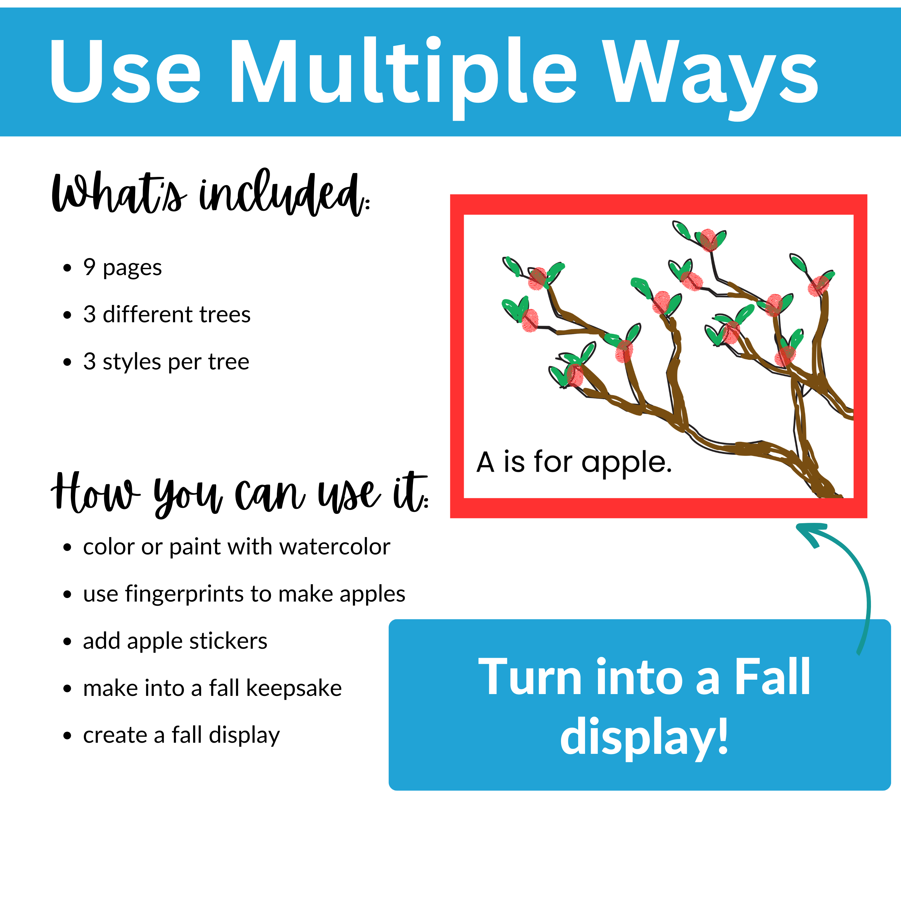 Apple Fingerprint Poem | LOW PREP Preschool Art Fall Craft Activity