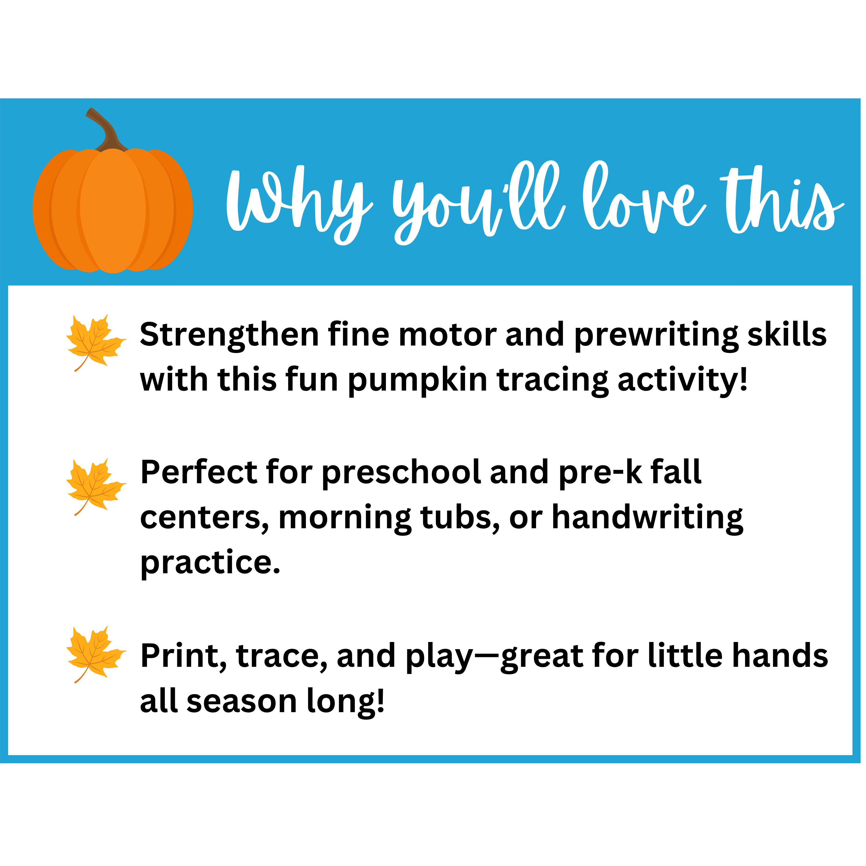 Pumpkin Fine Motor Prewriting Tracing Activities for Preschool
