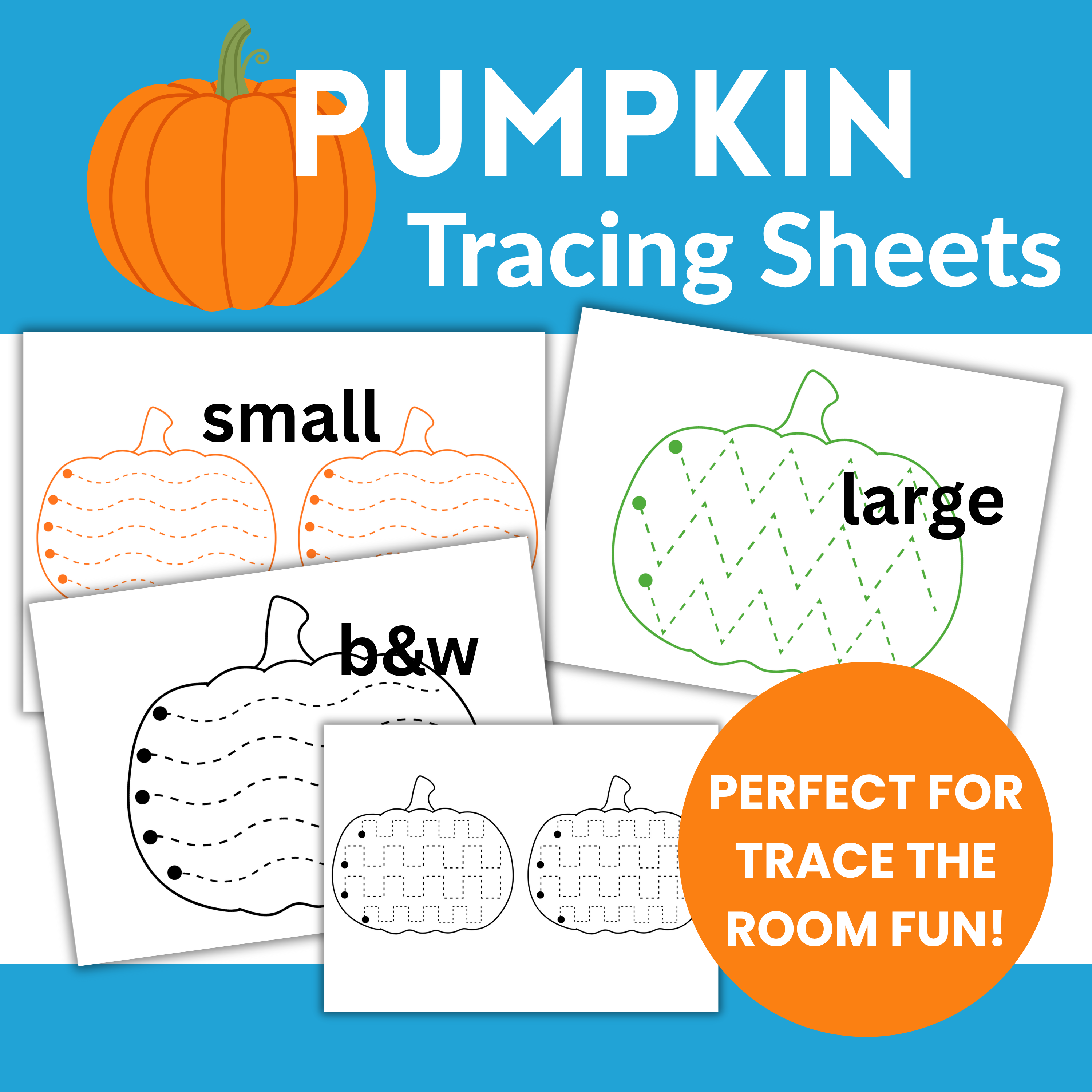 Pumpkin Fine Motor Prewriting Tracing Activities for Preschool