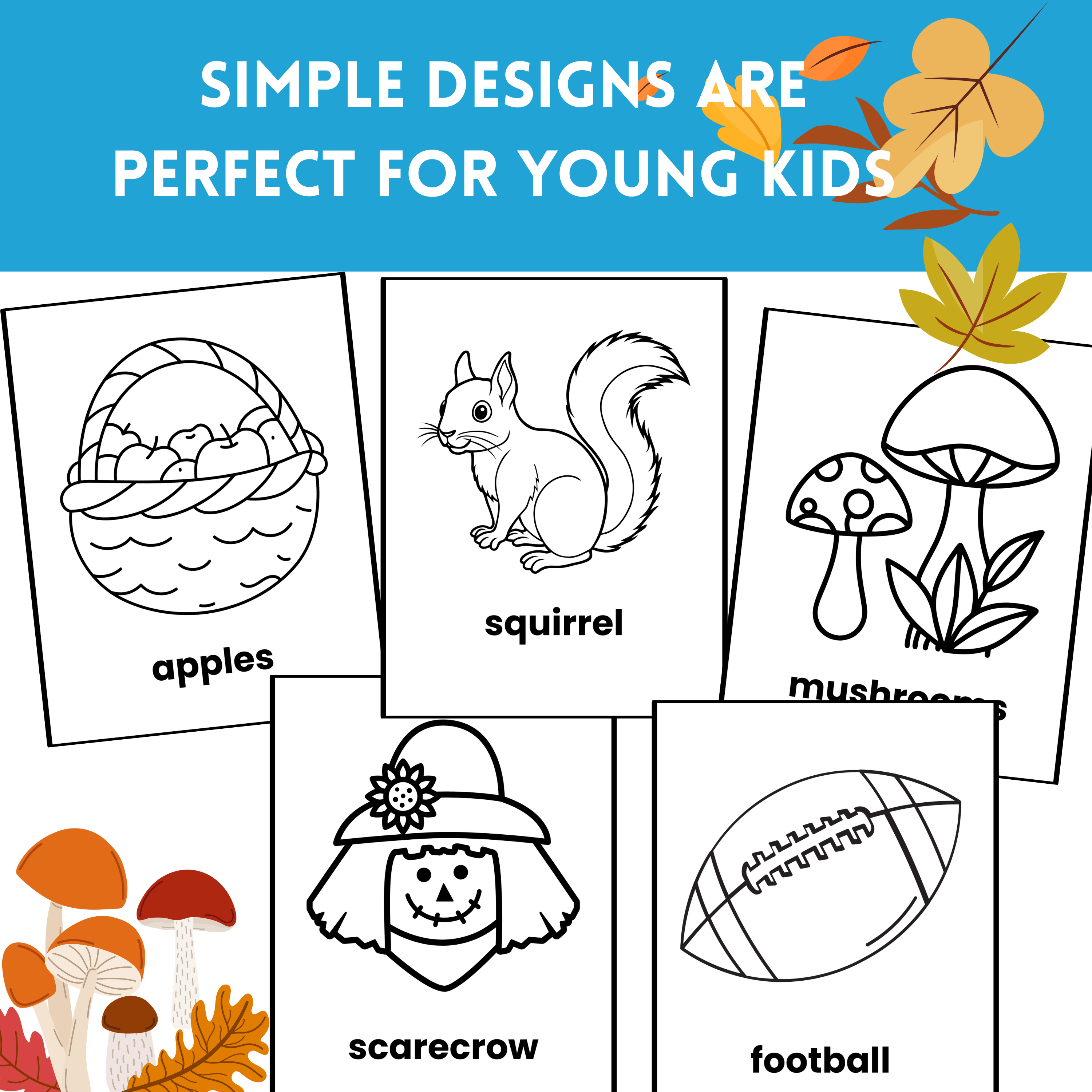 Fall Preschool Coloring Pages – Big and Easy Autumn Activity Sheets for Little Learners