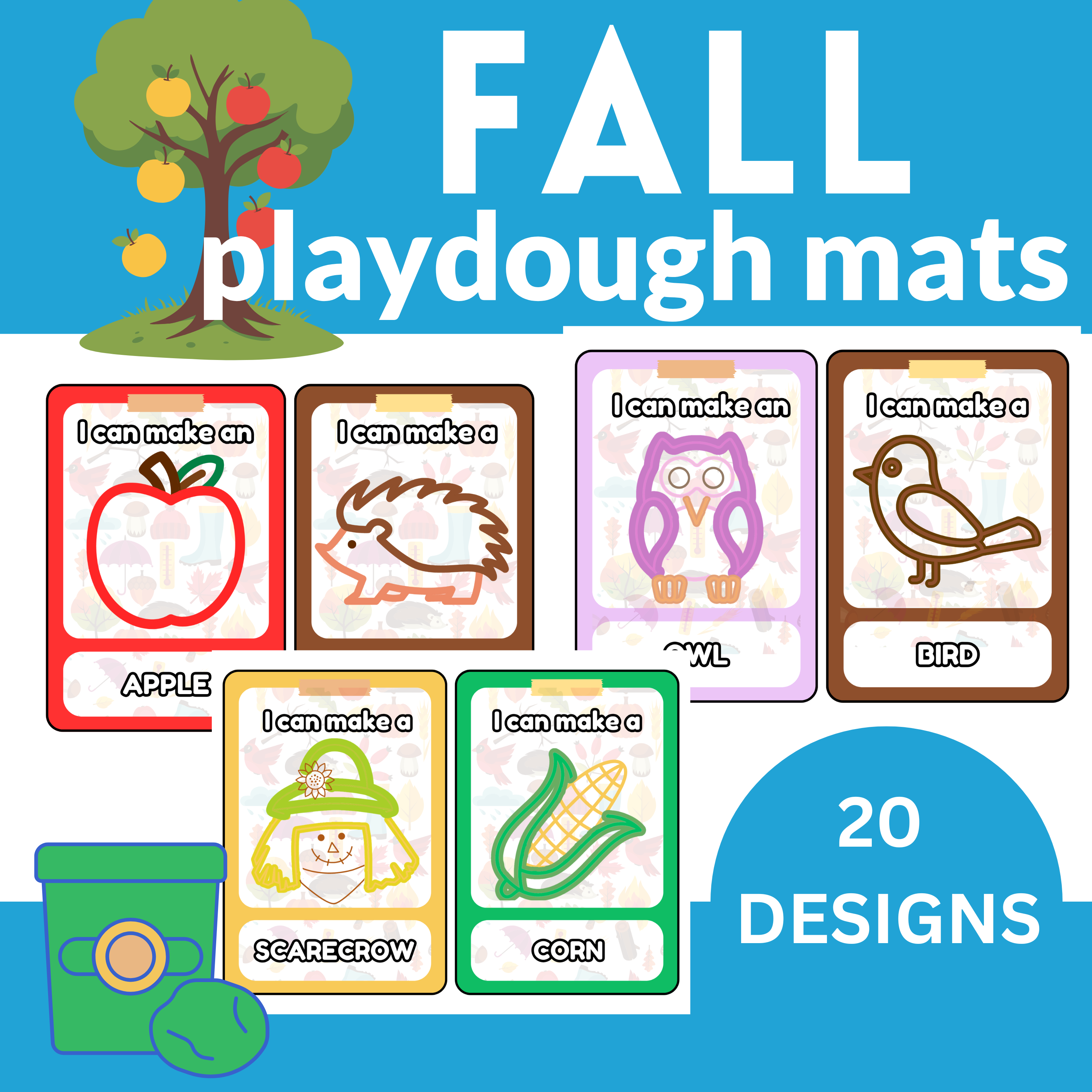 Fall Playdough Mats – Fine Motor Printable Activities for Preschool