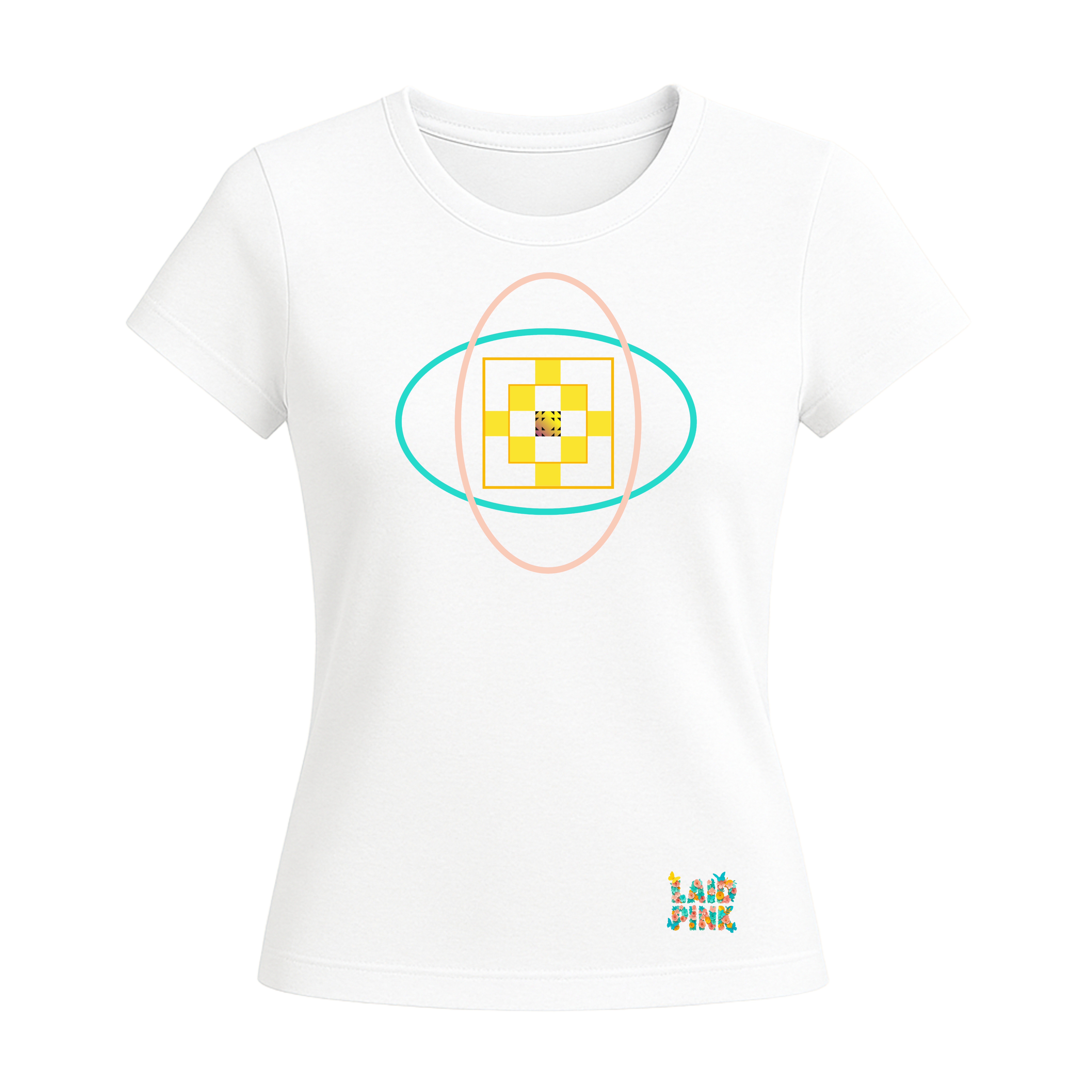Geometric Graphic Laidpink White T-shirt