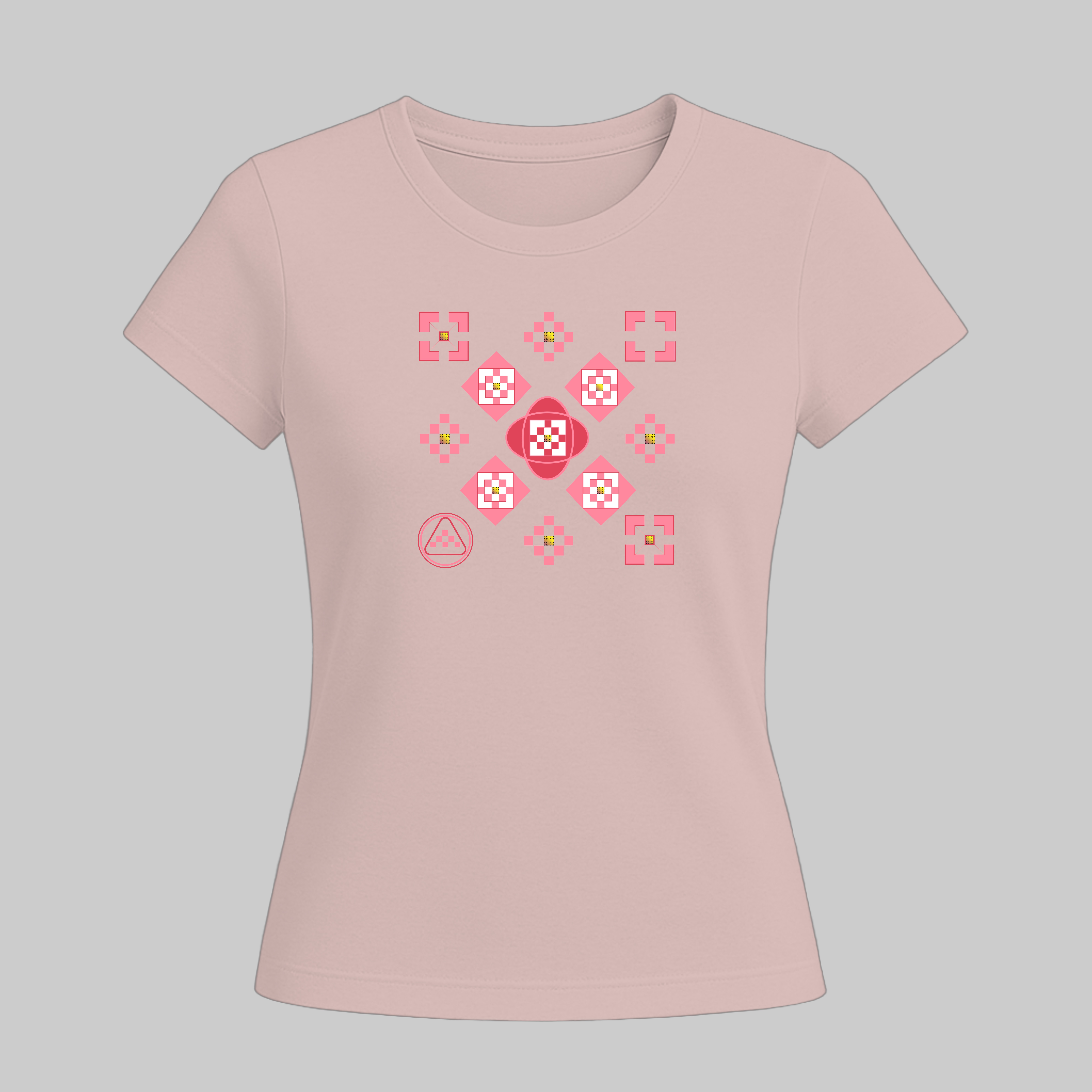 Pink Geometric Laidpink Pattern Women's T-shirt